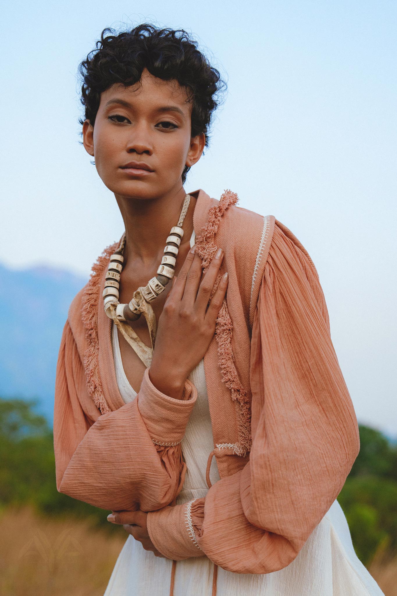 Elegant Dusty Pink Kimono Top - Eco-friendly and Hand Embroidered Boho Chic