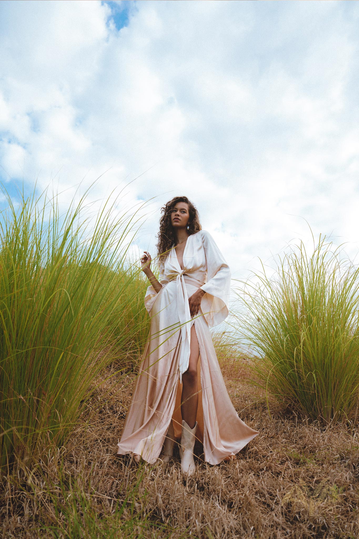 Dusty Pink & Cream Maxi Skirt for a Bohemian Look