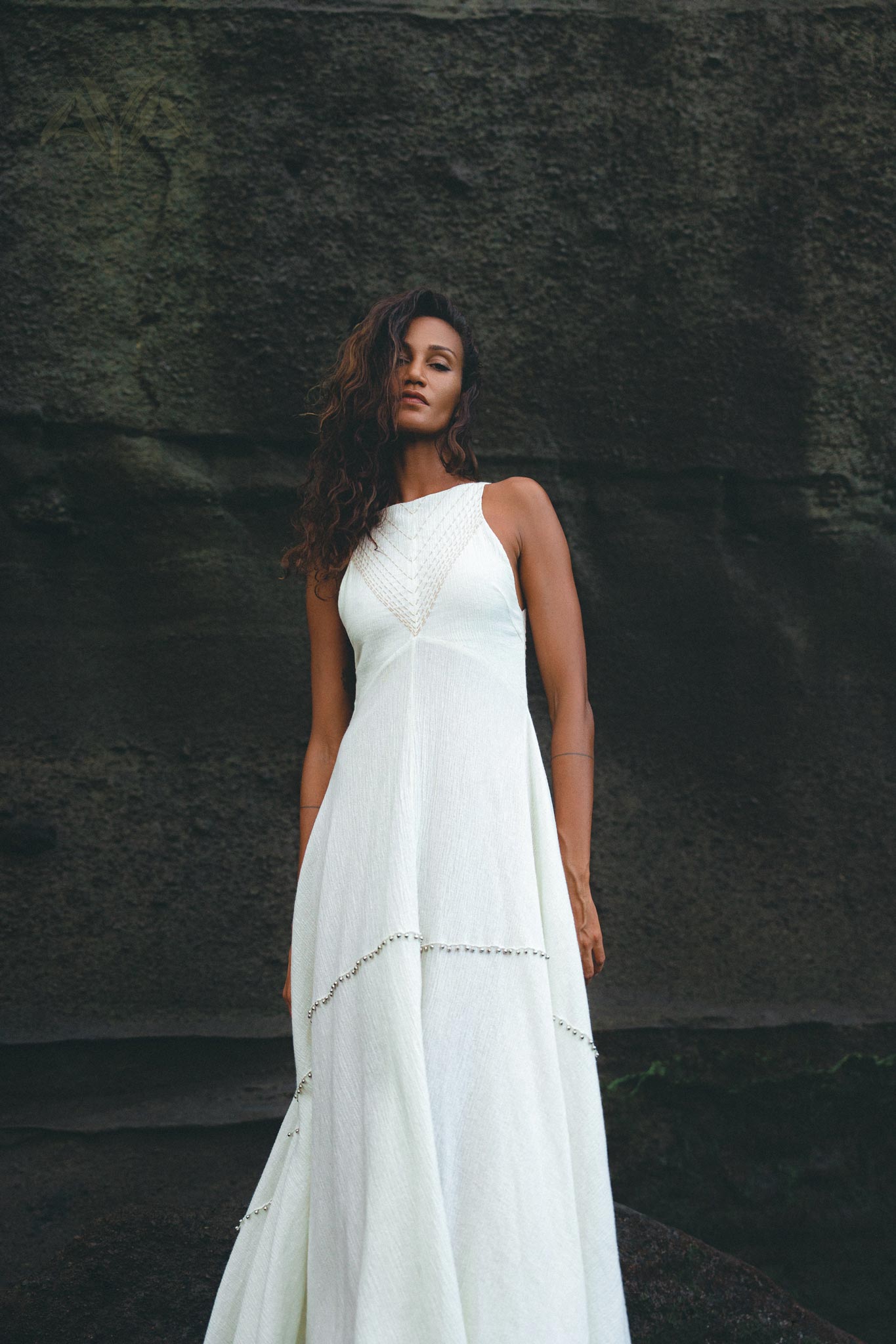 Delicate Off White Bridal Dress, Hand Embroidered with Love, Boho Charm