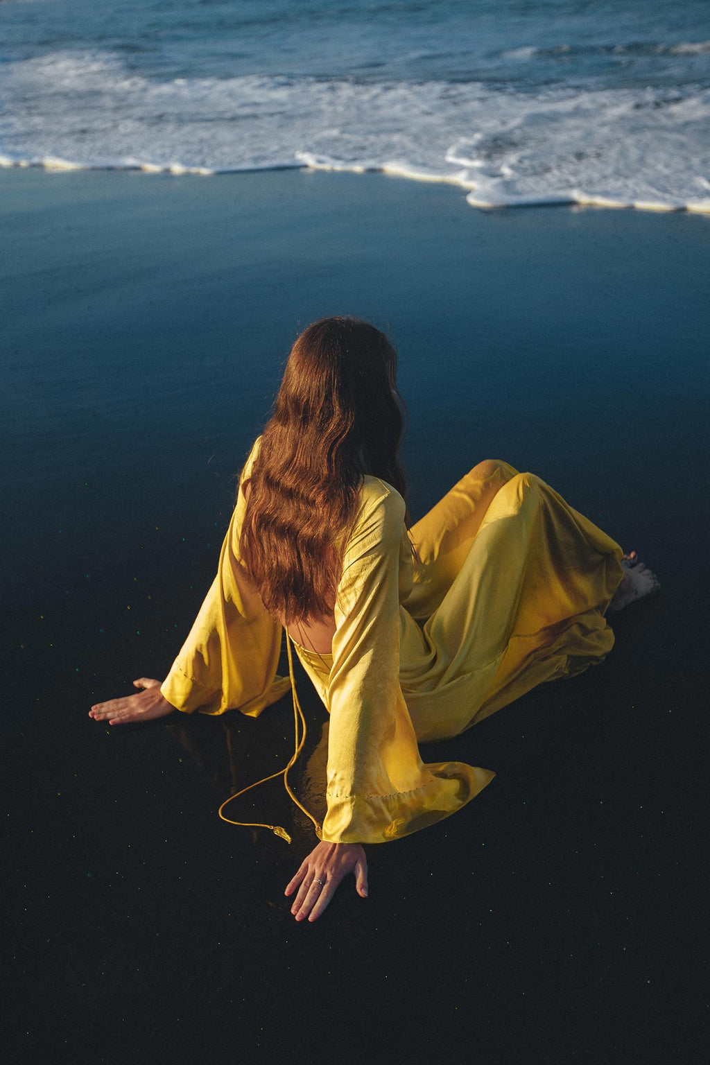 Look beautiful in the Golden Silk Goddess Dress by Aya Sacred Wear.