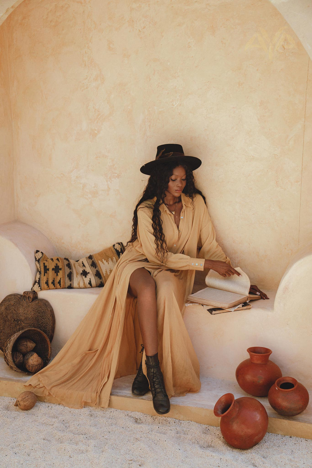 This Ochre Boho Shirt Dress by Aya Sacred Wear is the perfect wardrobe staple