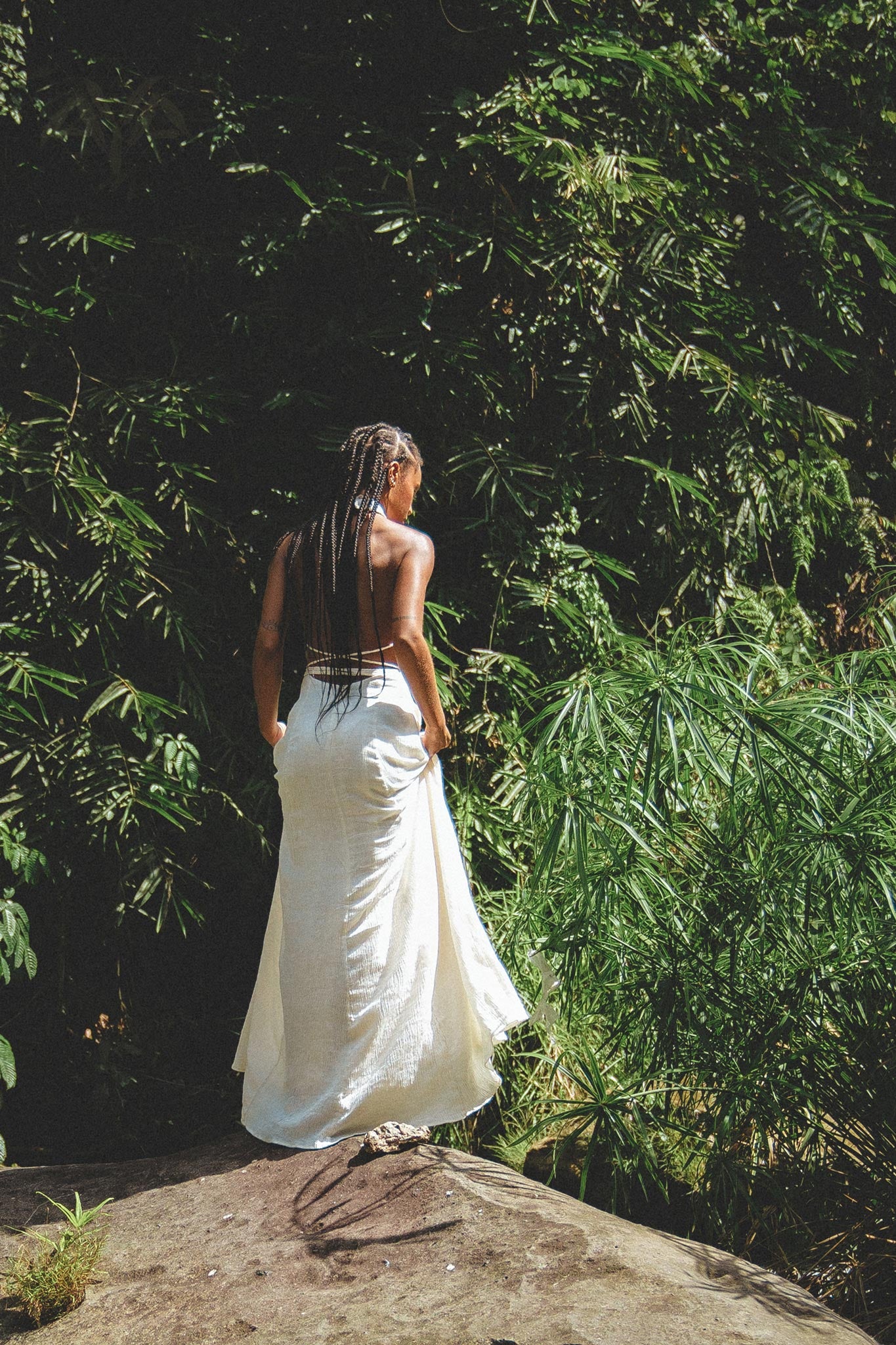 Get the Off-White Bohemian Back Laces Dress only at Aya Sacred Wear.