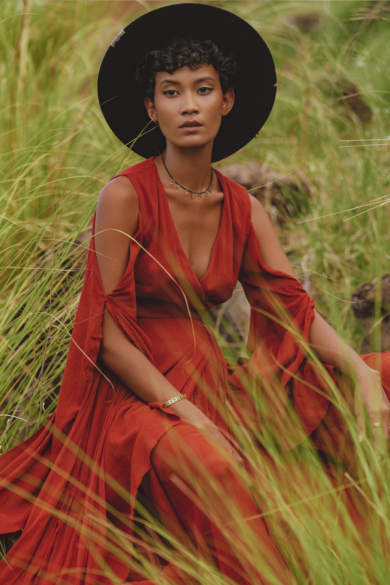 Embrace your inner goddess with this red wine boho dress, adorned with elegant bell sleeves.