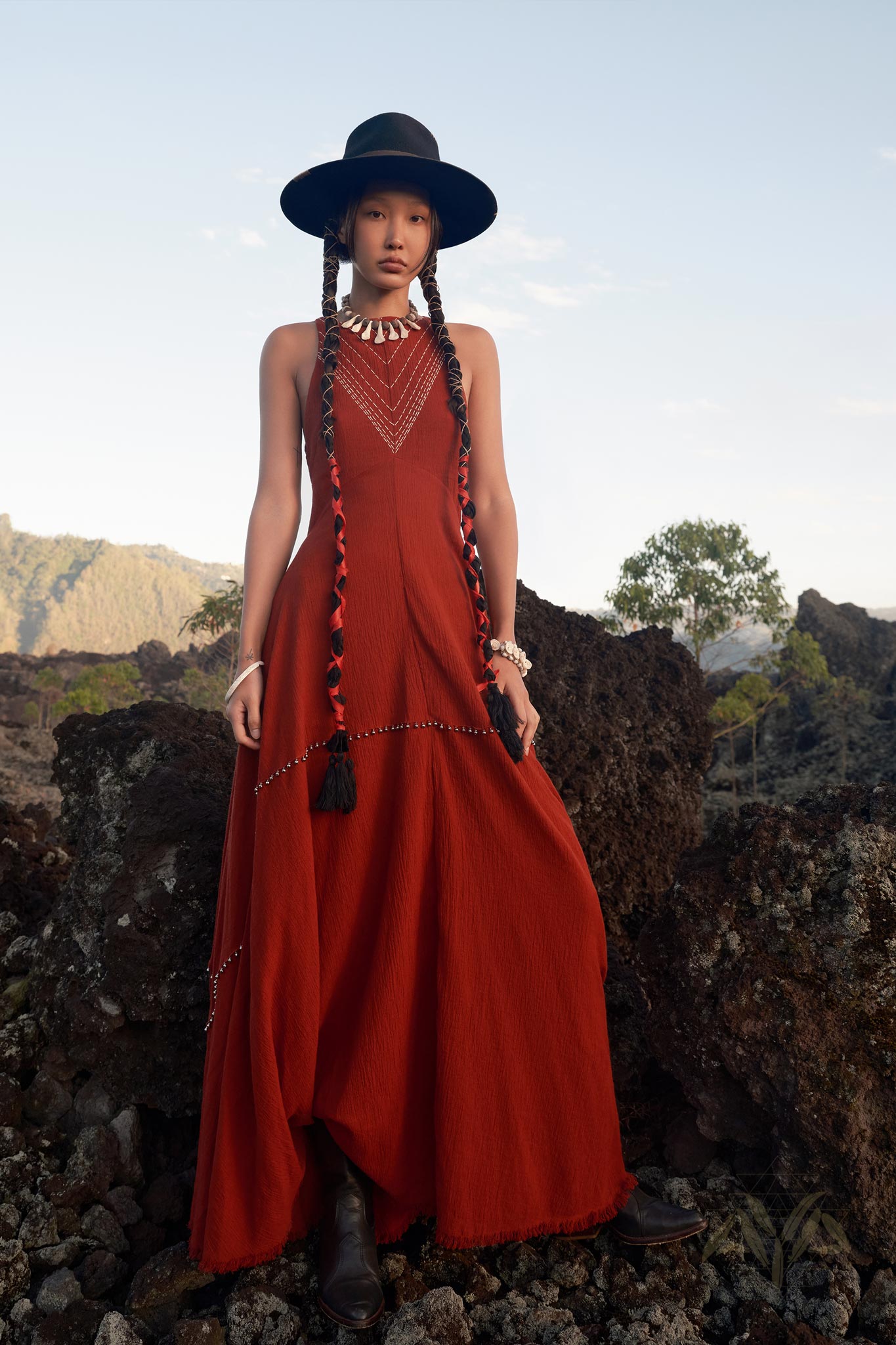 Red Wine Goddess Dress: Elegant boho A line dress, perfect for a goddess like you. Expertly hand-embroidered, this dress exudes sophistication and charm.