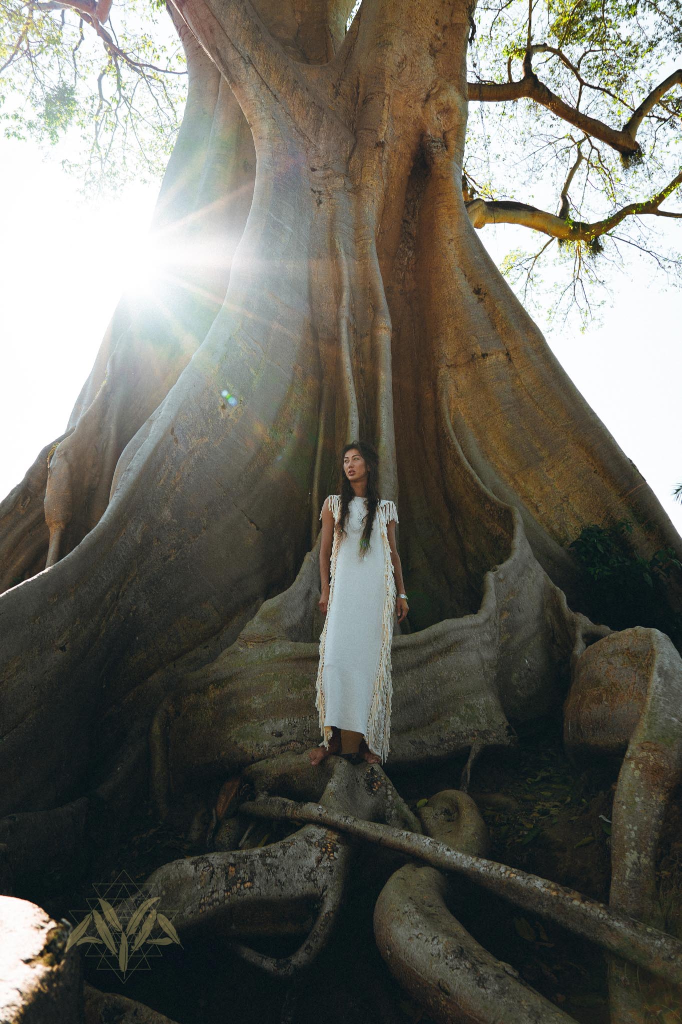 Boho Beach Wedding Dress, Bohemian Wedding Dress Hand Loomed with Tassels - AYA Sacred Wear