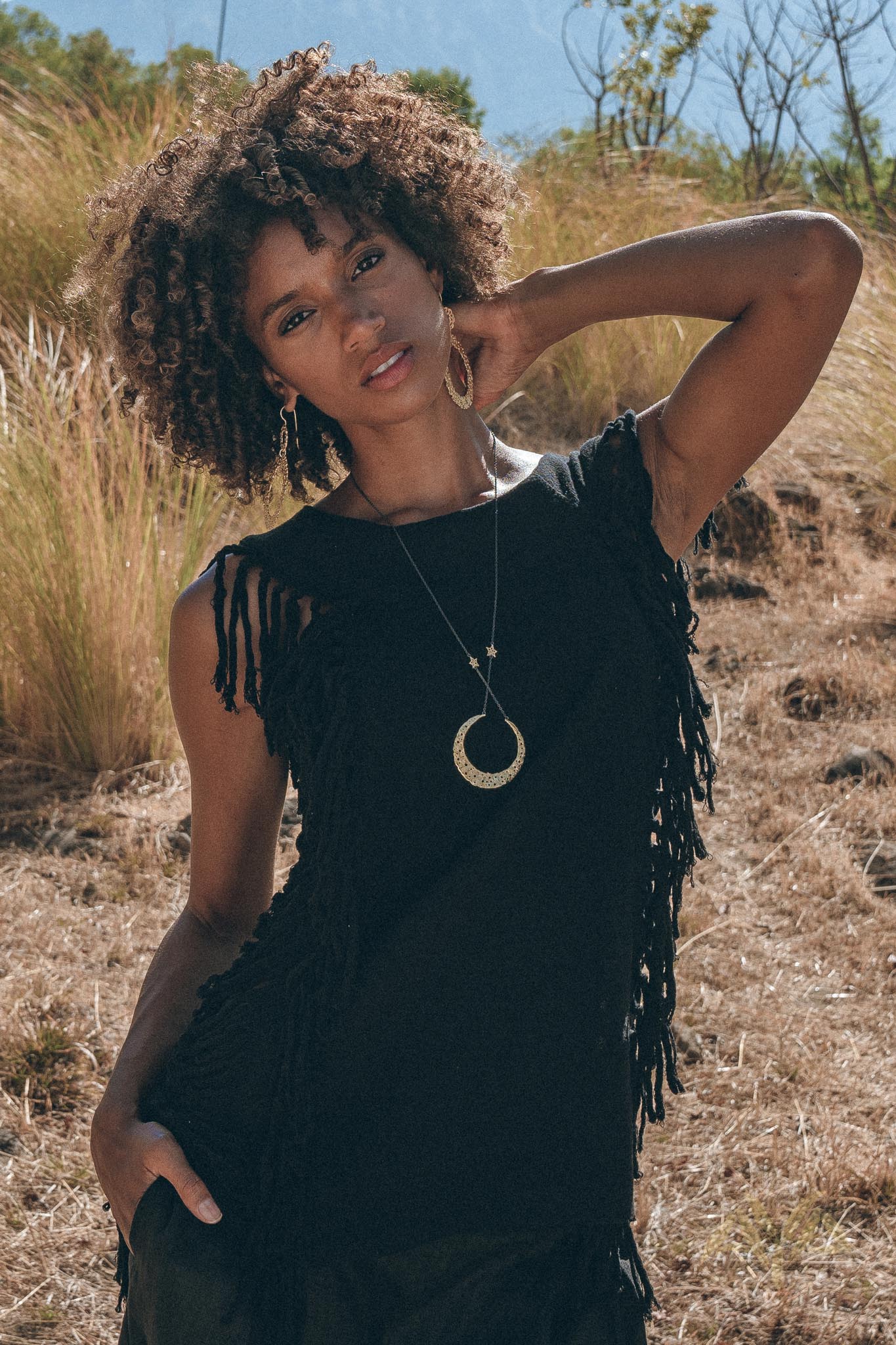 Black Bohemian Top with Tassels Sides - AYA Sacred Wear