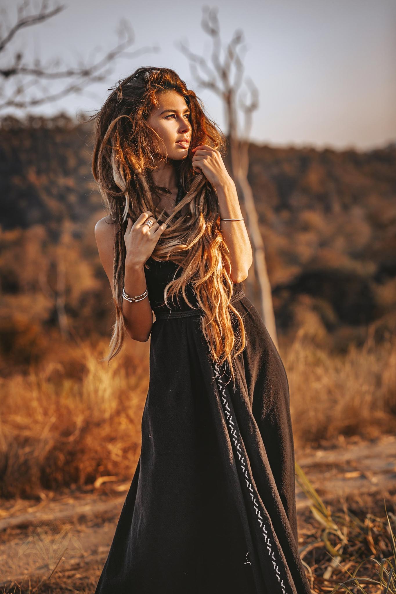 Black Cotton Slip Dress with Hand Embroidery - AYA Sacred Wear