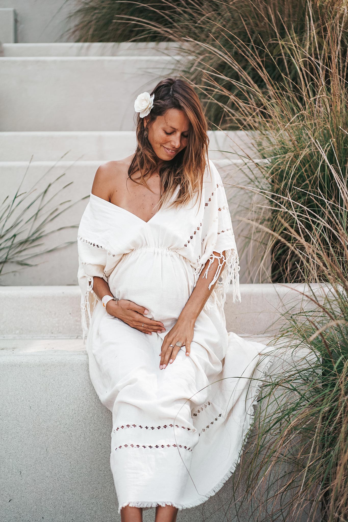 Off-White Boho Dress, Boho Goddess Dress, Maxi Bridesmaid Dress - AYA Sacred Wear