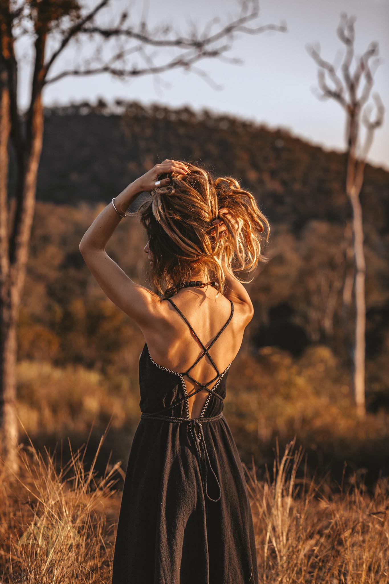 Black Cotton Slip Dress with Hand Embroidery - AYA Sacred Wear