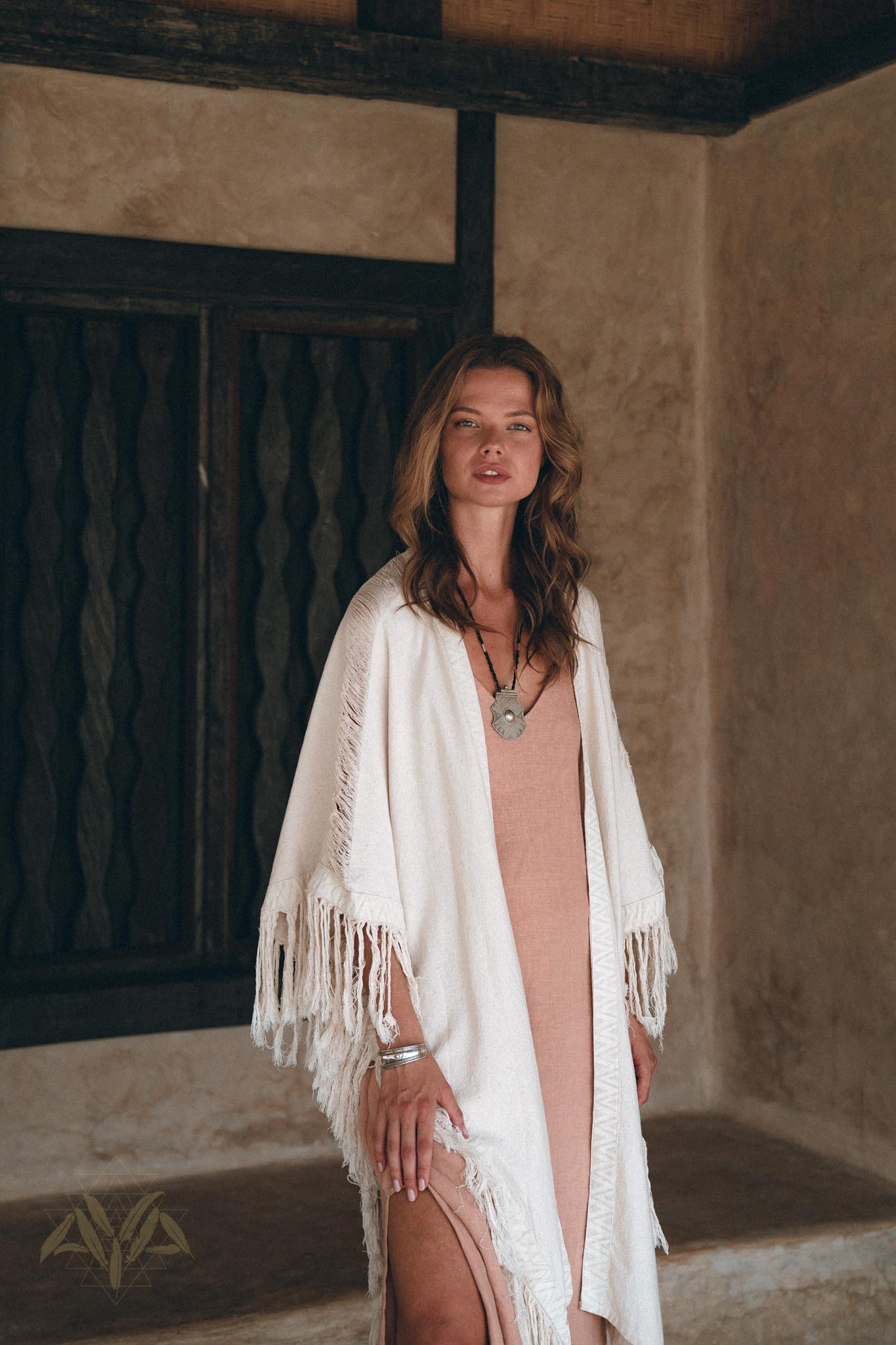 Off-White Cardigan, Boho Poncho Women Fringed, Wide Sleeve Women Cardigan - AYA Sacred Wear