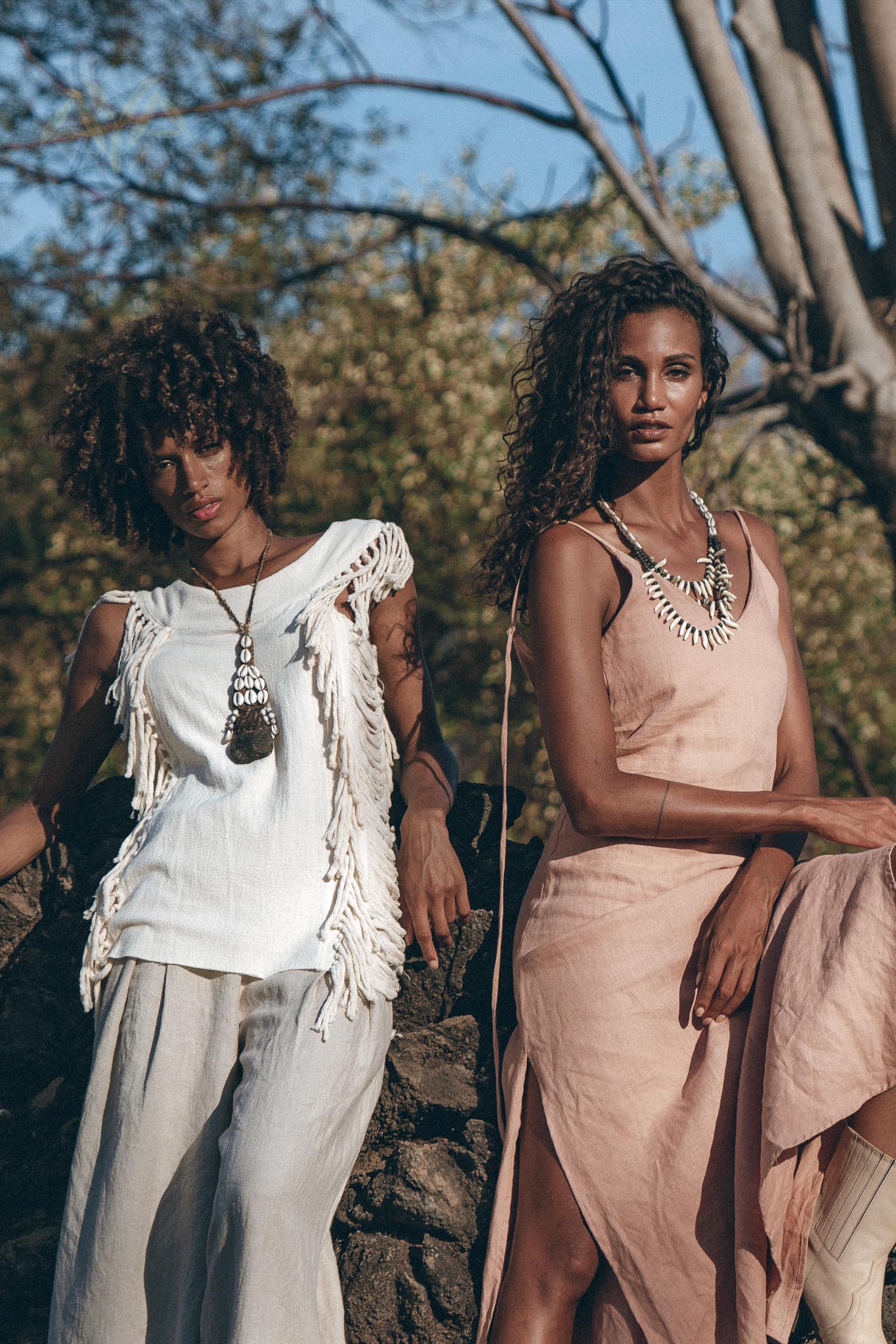 Off-White Bohemian Top with Tassels Sides - AYA Sacred Wear