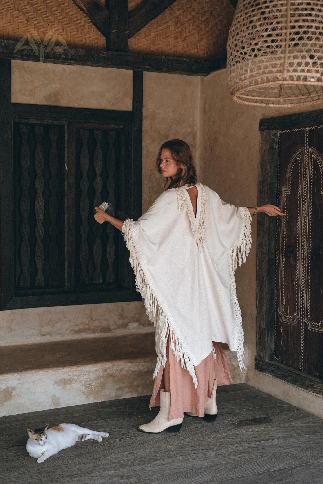 Off-White Cardigan, Boho Poncho Women Fringed, Wide Sleeve Women Cardigan - AYA Sacred Wear