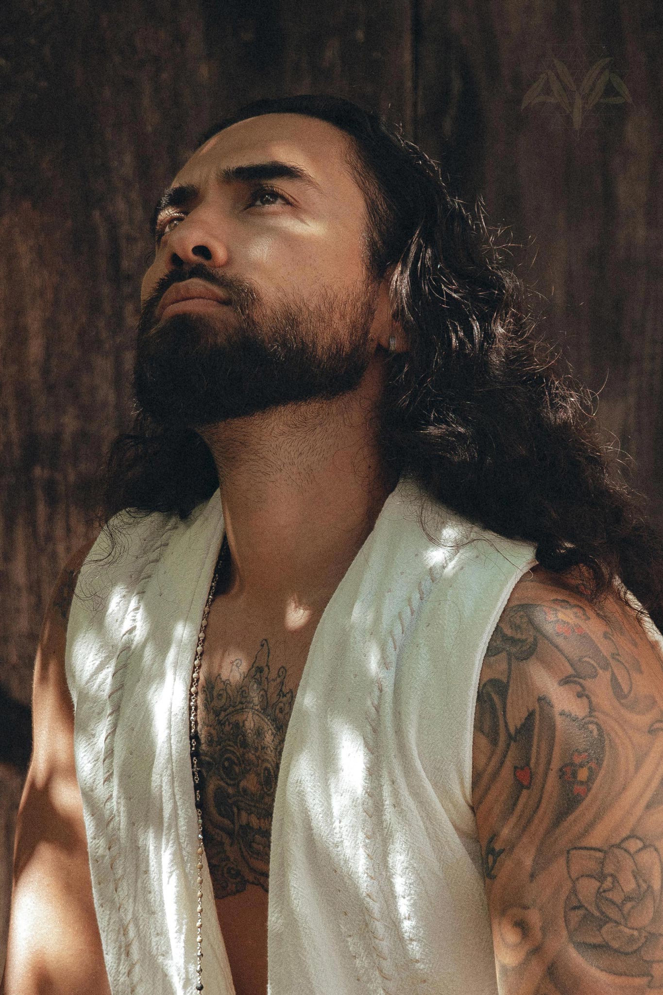 Off-White Hand Embroidered Vest for Men by AYA Sacred Wear