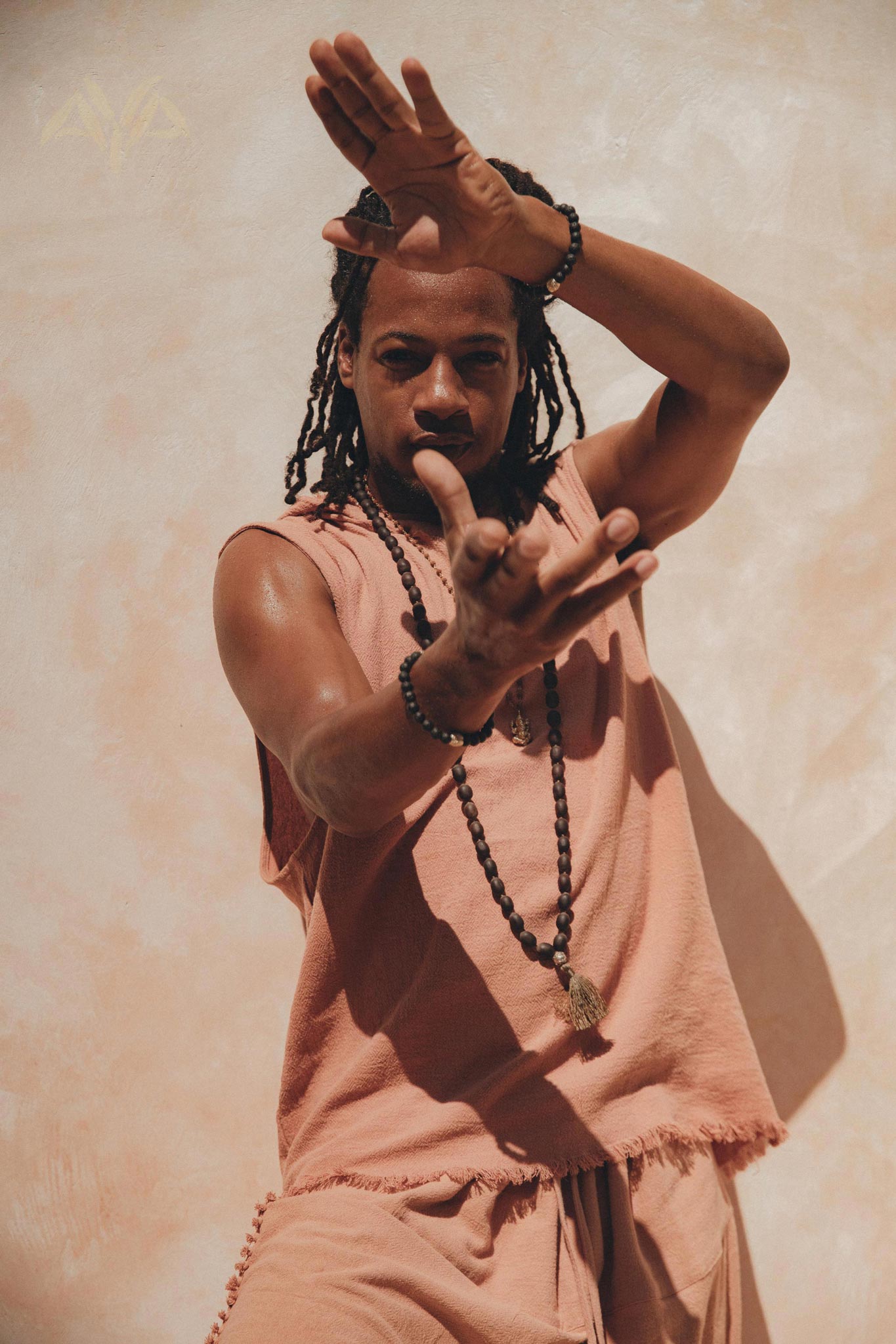 Sandalwood Colour Handwoven Cotton Sleeveless Hoody for Men - AYA Sacred Wear
