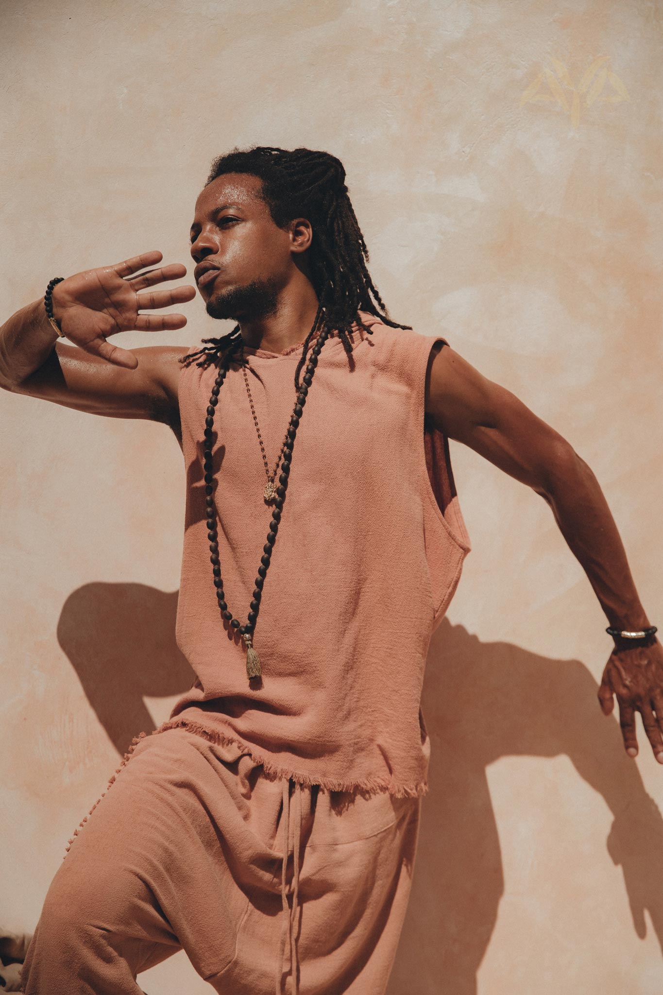 Sandalwood Colour Handwoven Cotton Sleeveless Hoody for Men - AYA Sacred Wear