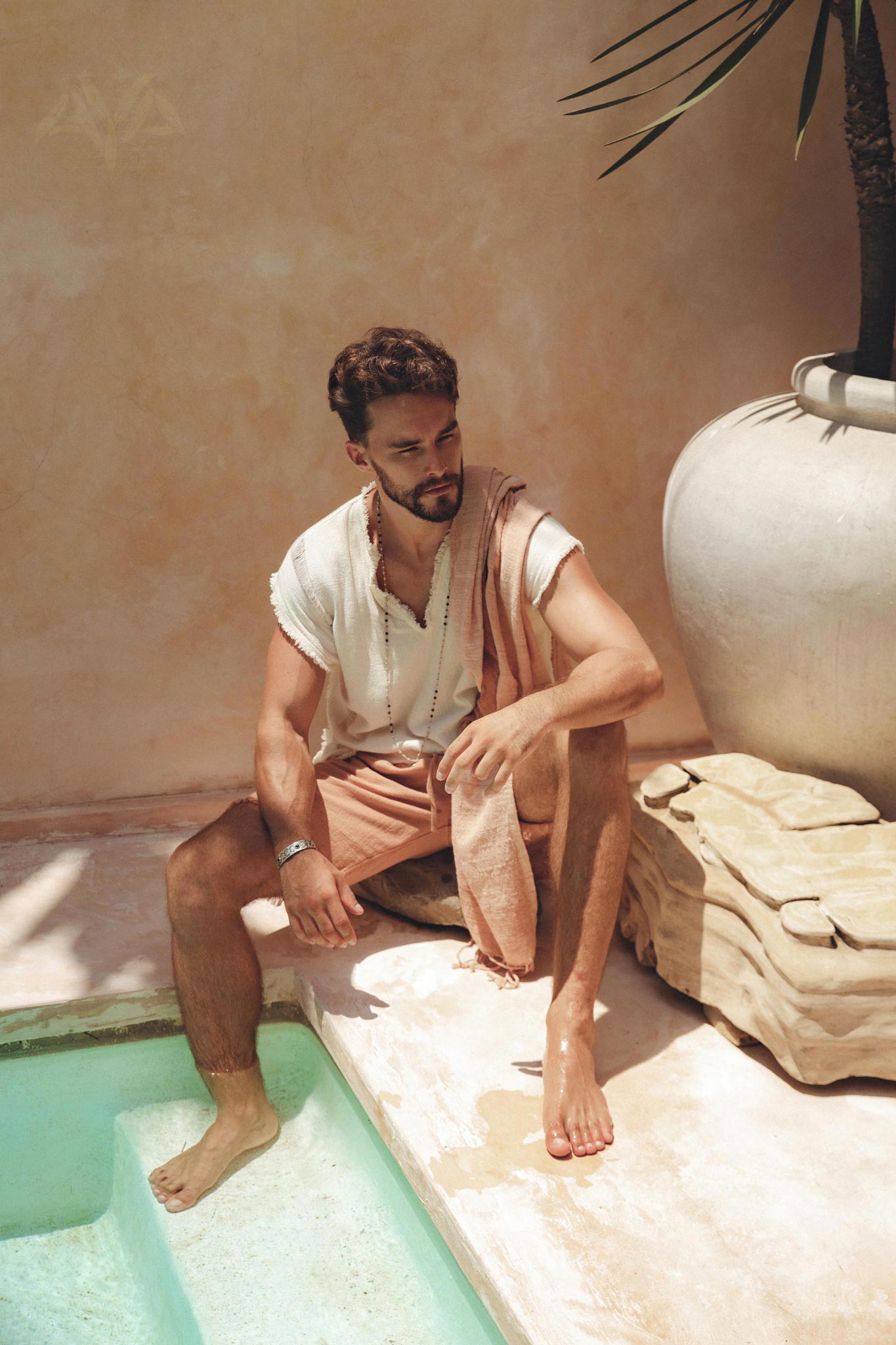 Off-White Handwoven Bohemian Tee T-shirt for Men by AYA Sacred Wear