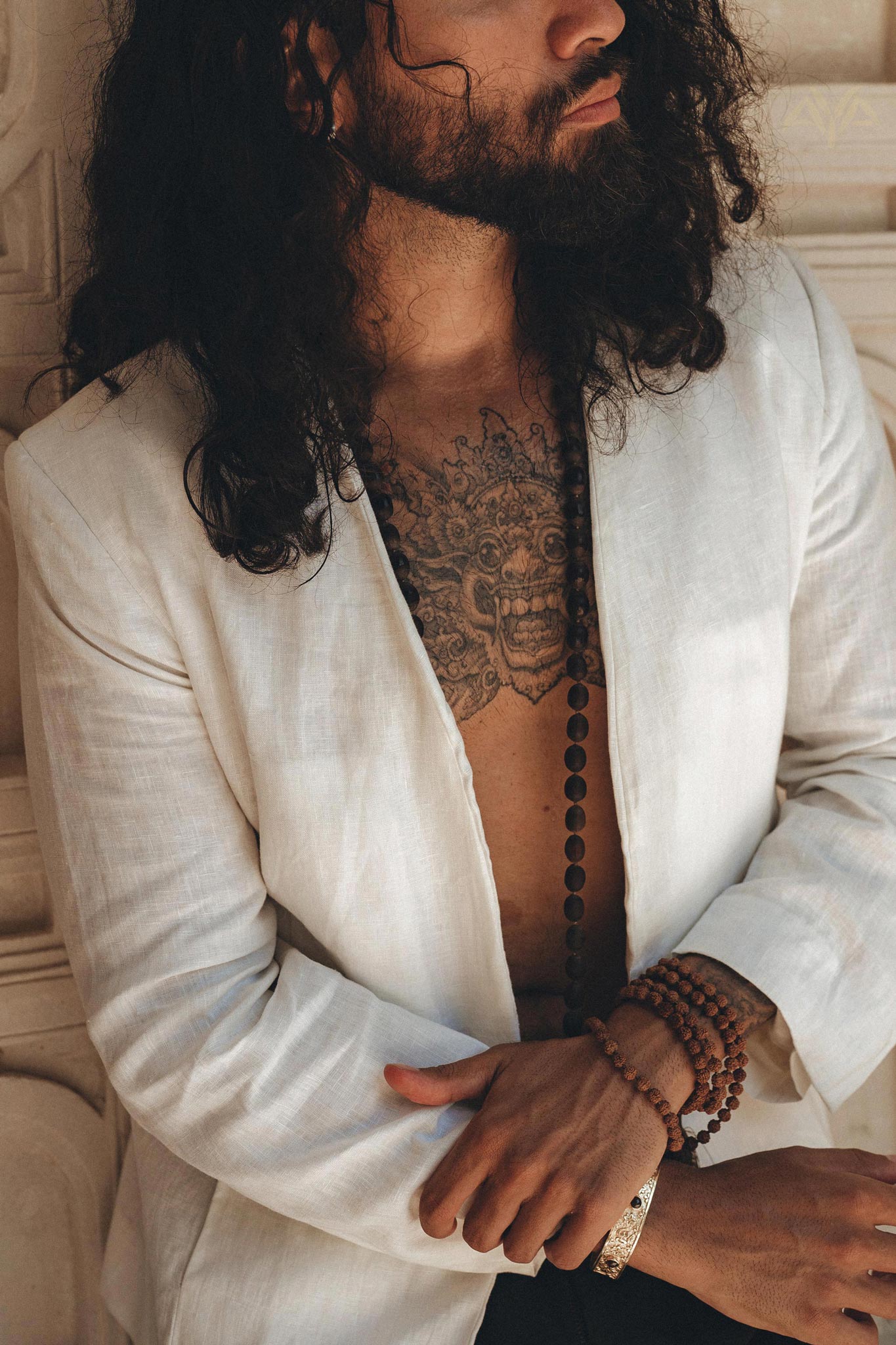 White Linen Blazer Jacket for Men by AYA Sacred Wear