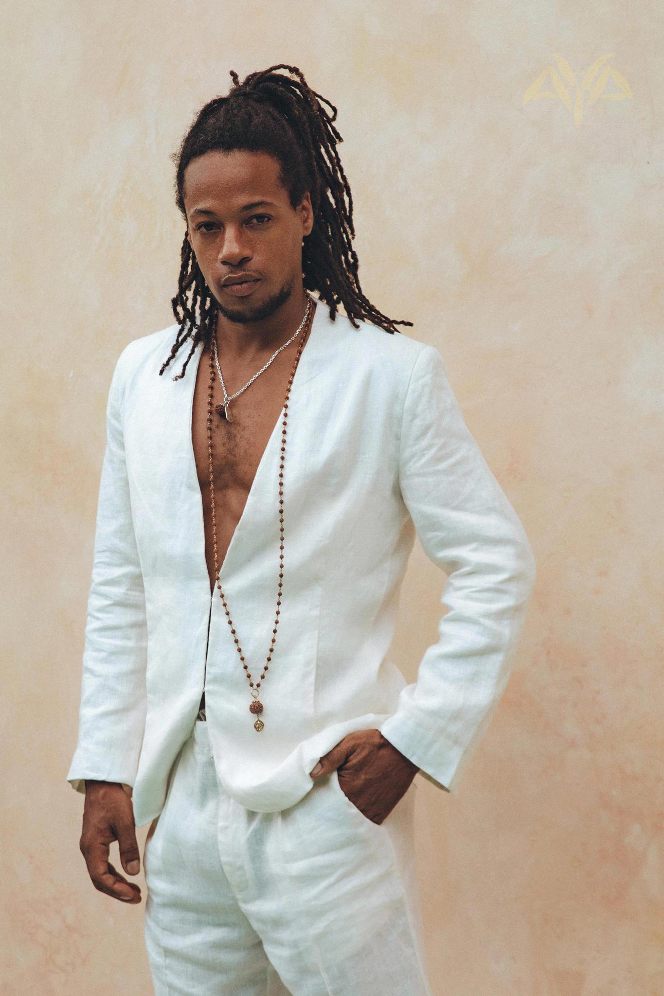 White Linen Blazer Jacket for Men by AYA Sacred Wear