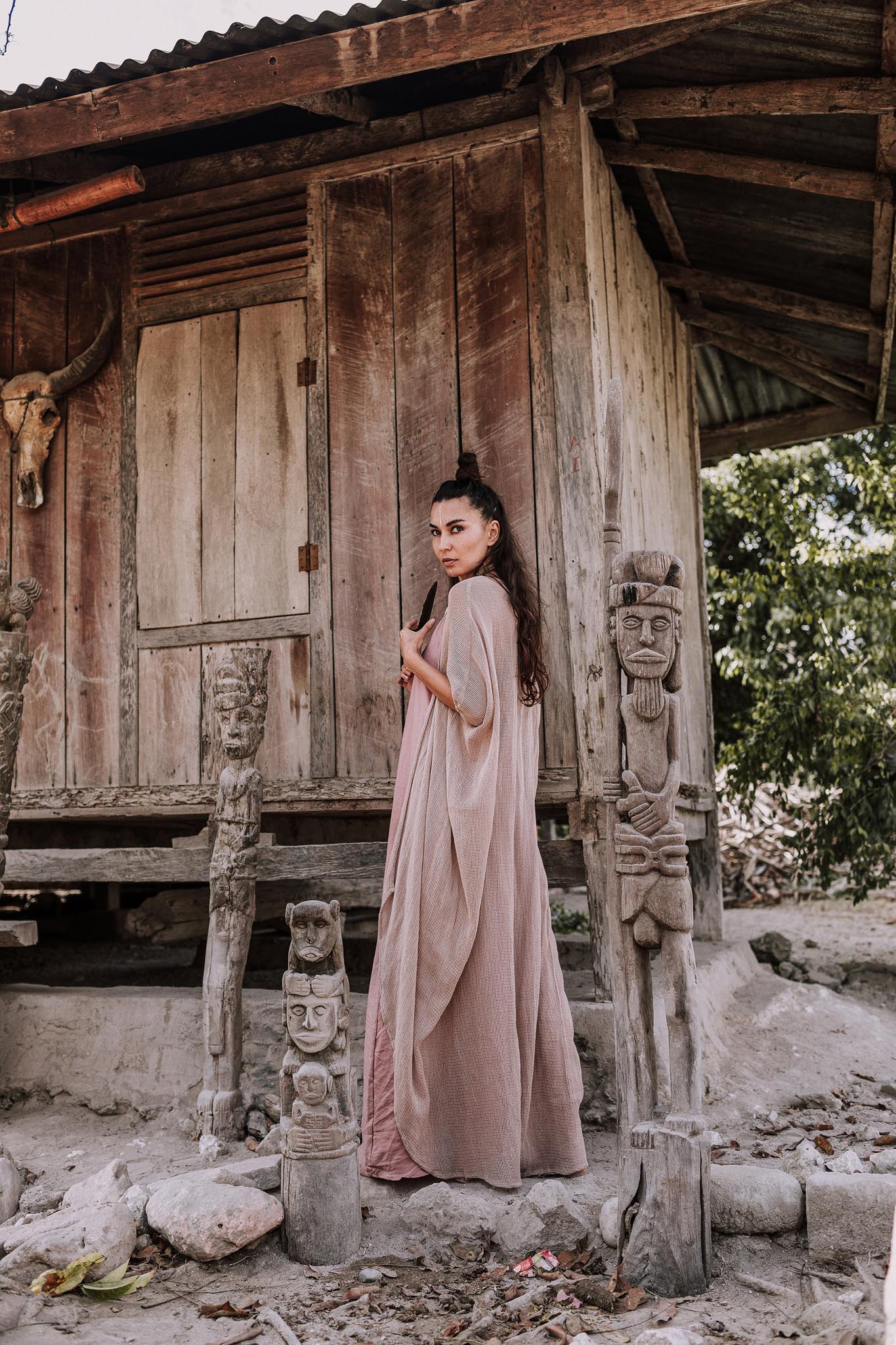 Bamboo Boho Kimono Cover-up, Bridal Cape, Poncho Robe - AYA Sacred Wear