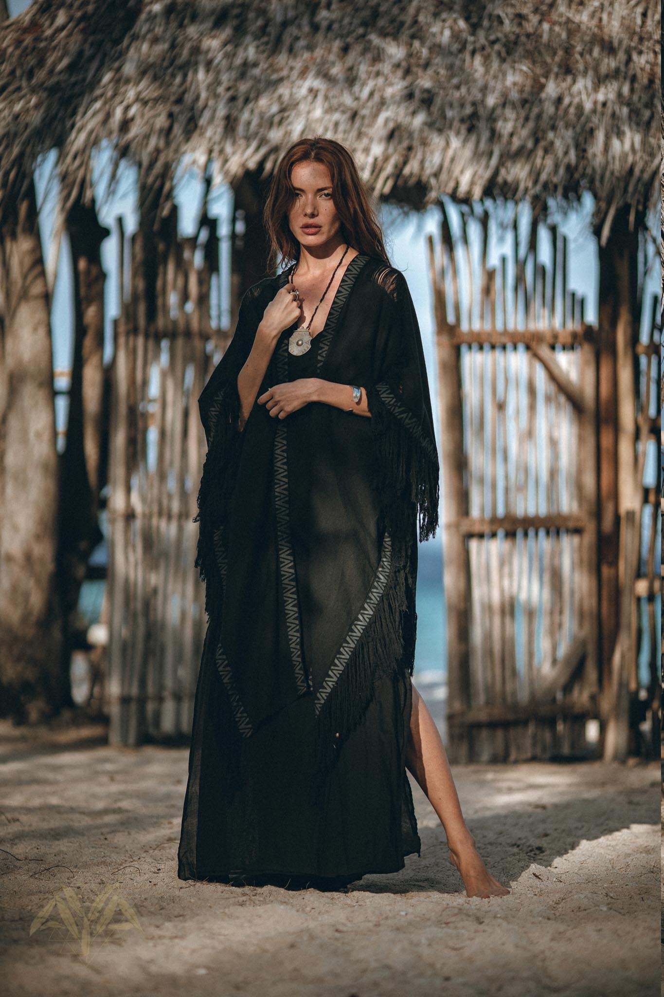 Black Boho Cardigan, Plus Size Clothing, Wide Sleeve Women Cardigan - AYA Sacred Wear