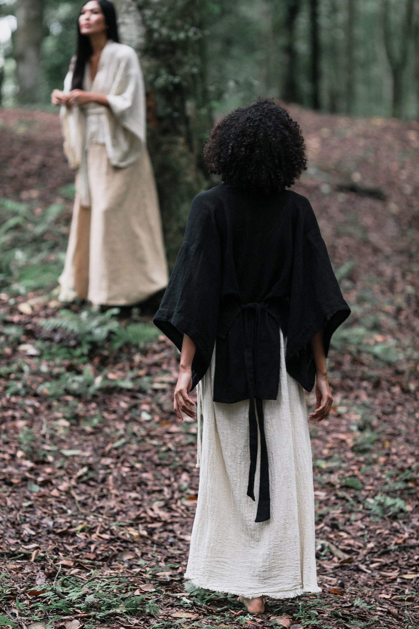 Black Boho Top, Black Kimono Cover-up Tunic - AYA Sacred Wear