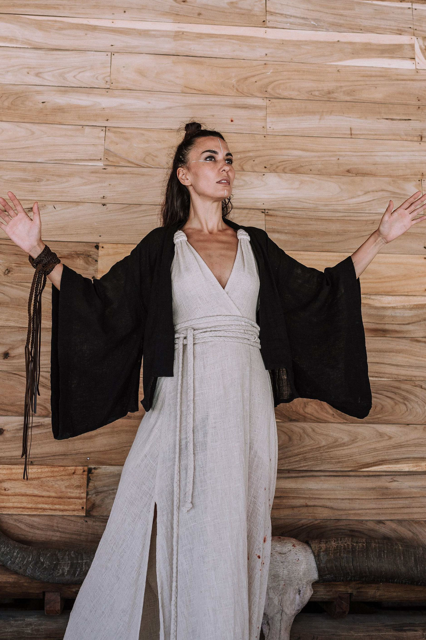 Black Boho Top, Black Kimono Cover-up Tunic - AYA Sacred Wear