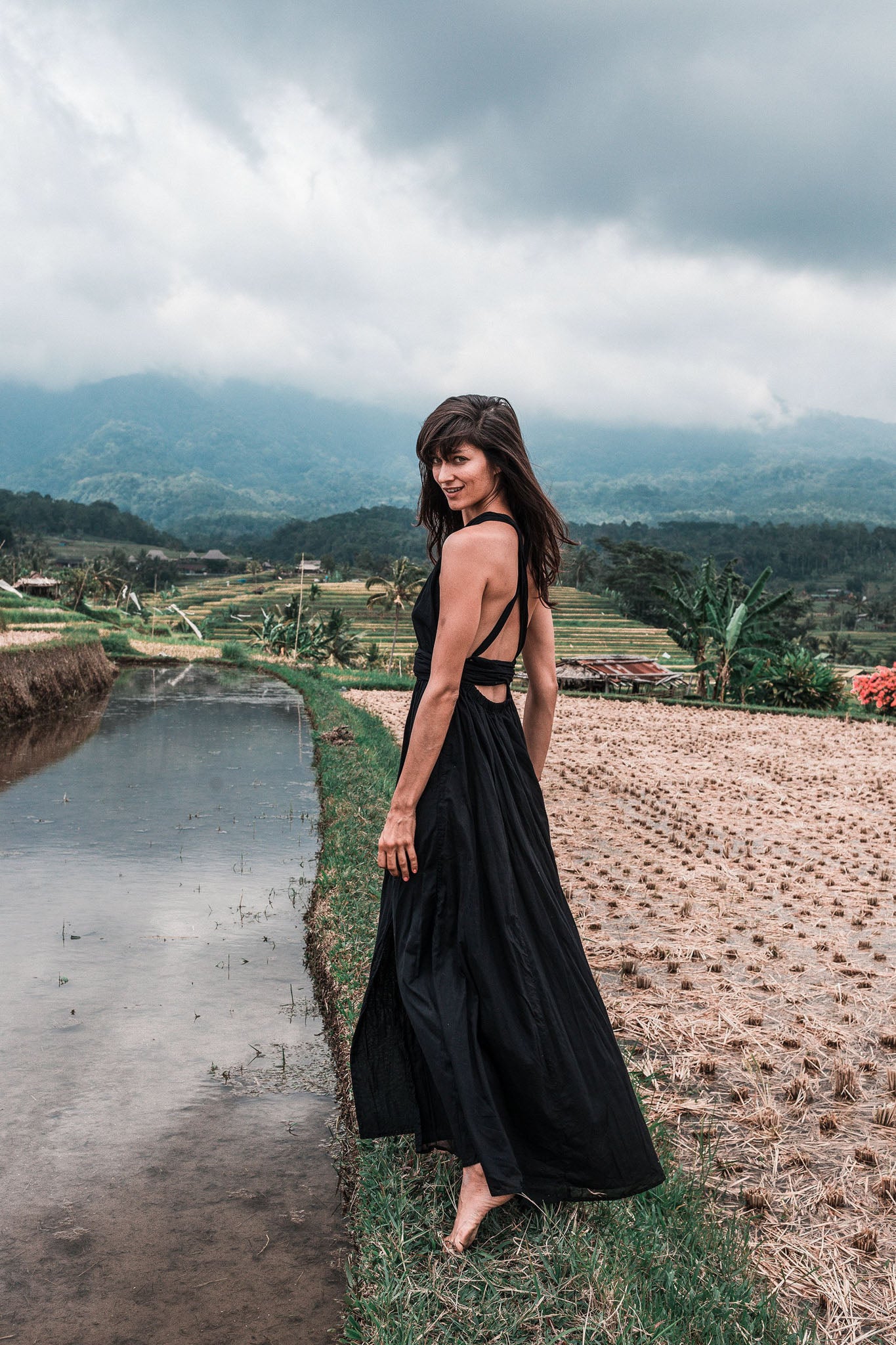 Black Cotton Bohemian Maxi Dress Convertible Dress - AYA Sacred Wear
