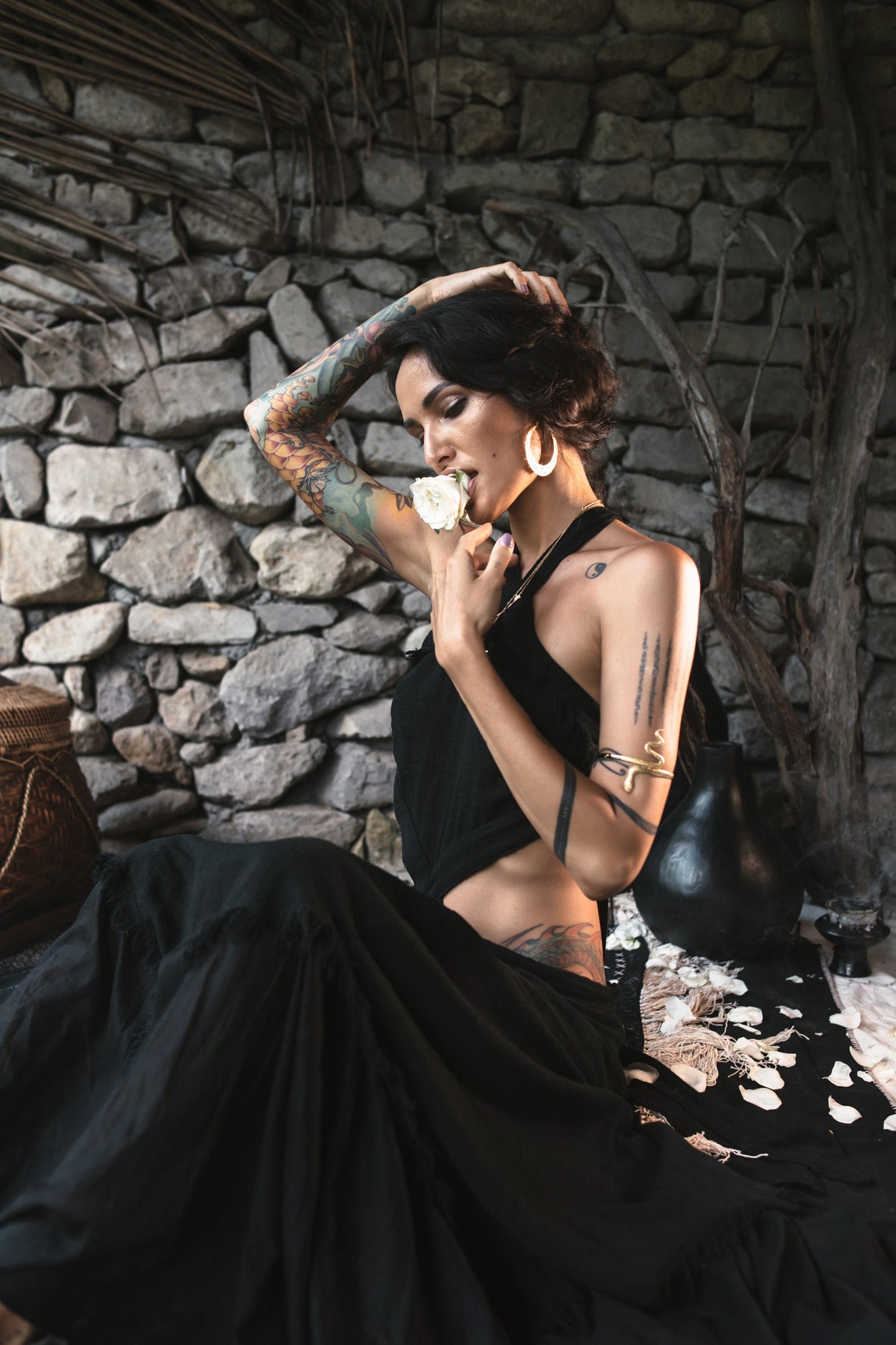 Black Cotton Boho Organic Cotton Dress - AYA Sacred Wear