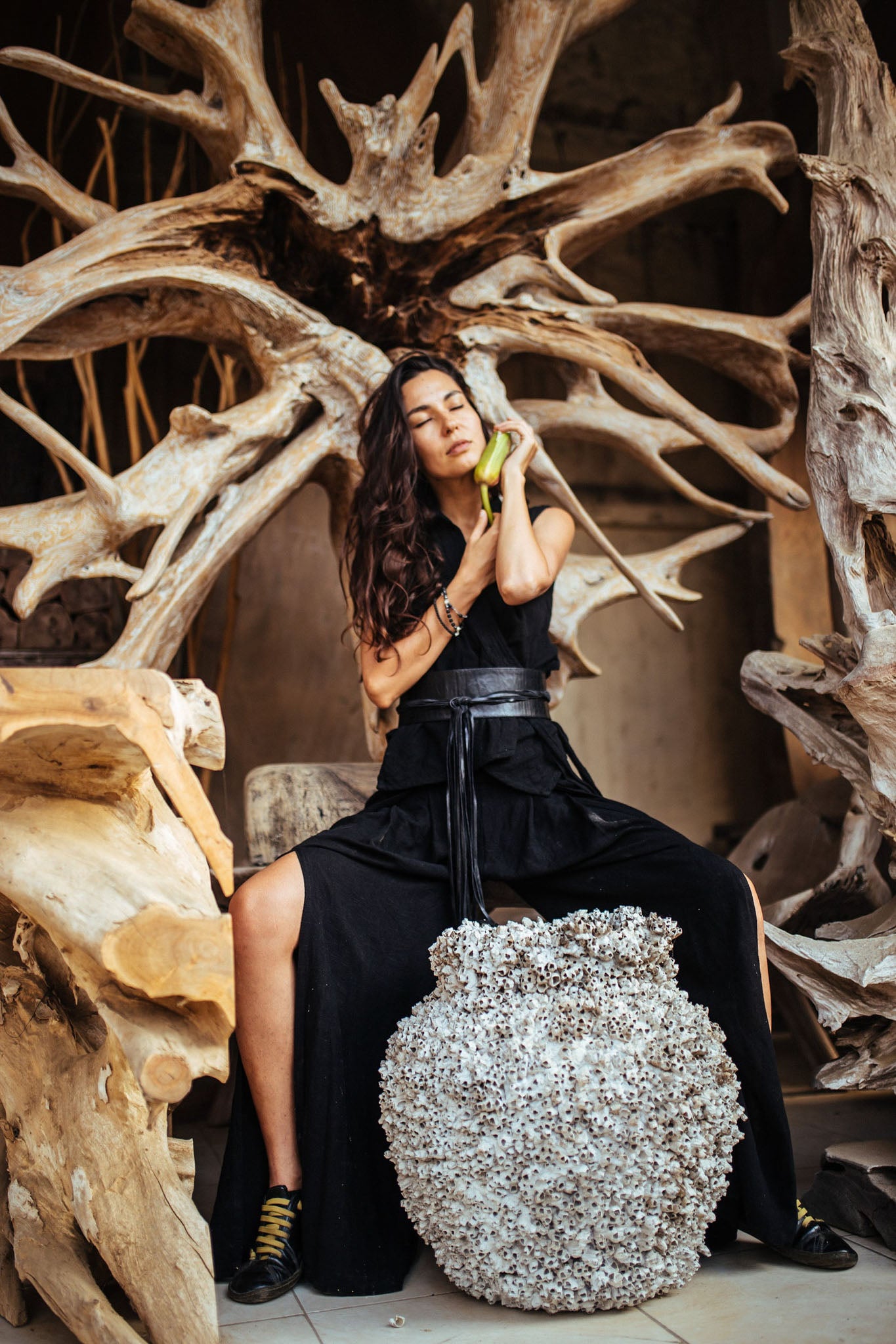 Black Linen Pants Boho Yoga Pants - AYA Sacred Wear