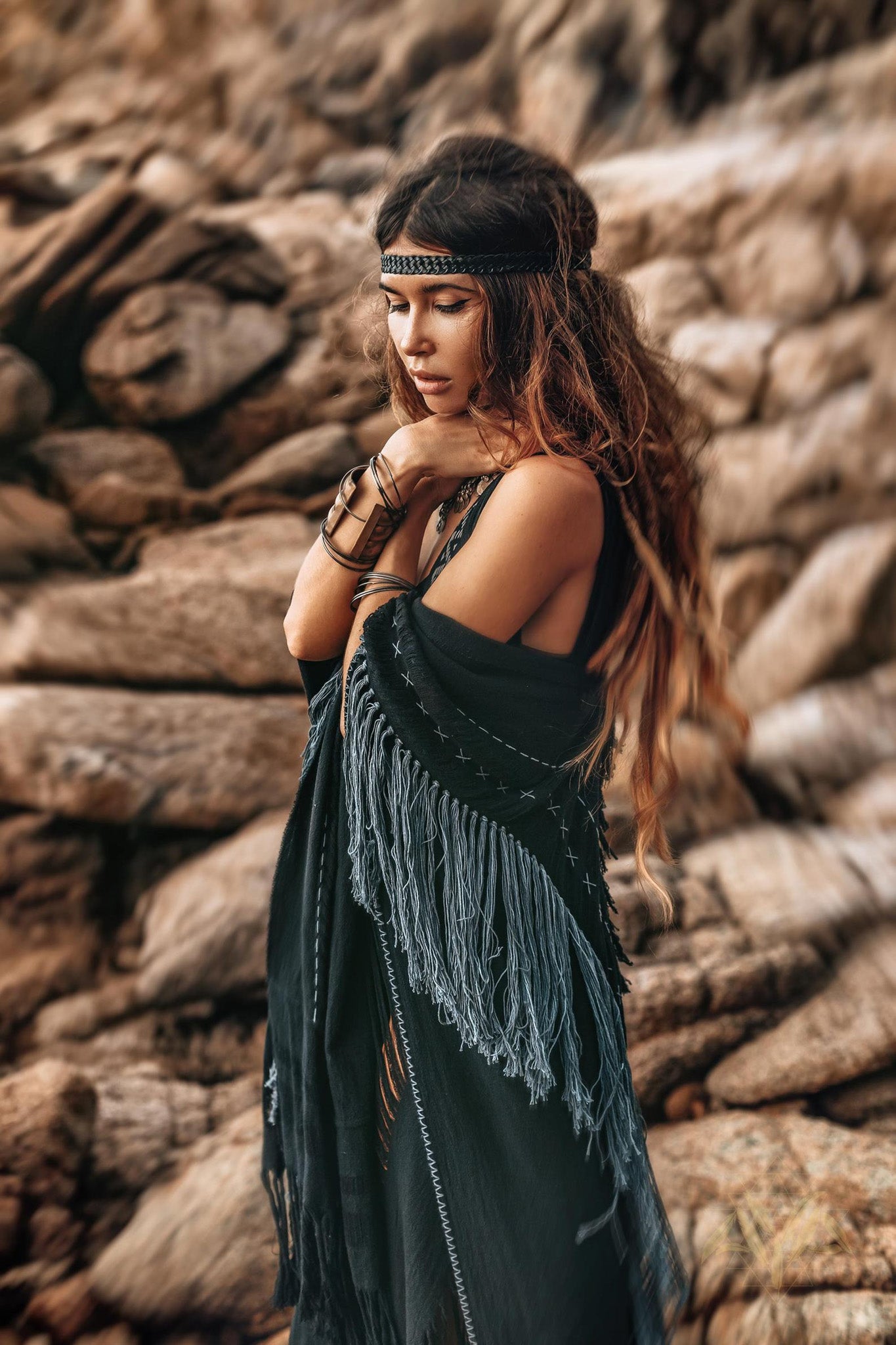 Black Poncho, Bohemian Poncho, Plus Size Clothing - AYA Sacred Wear