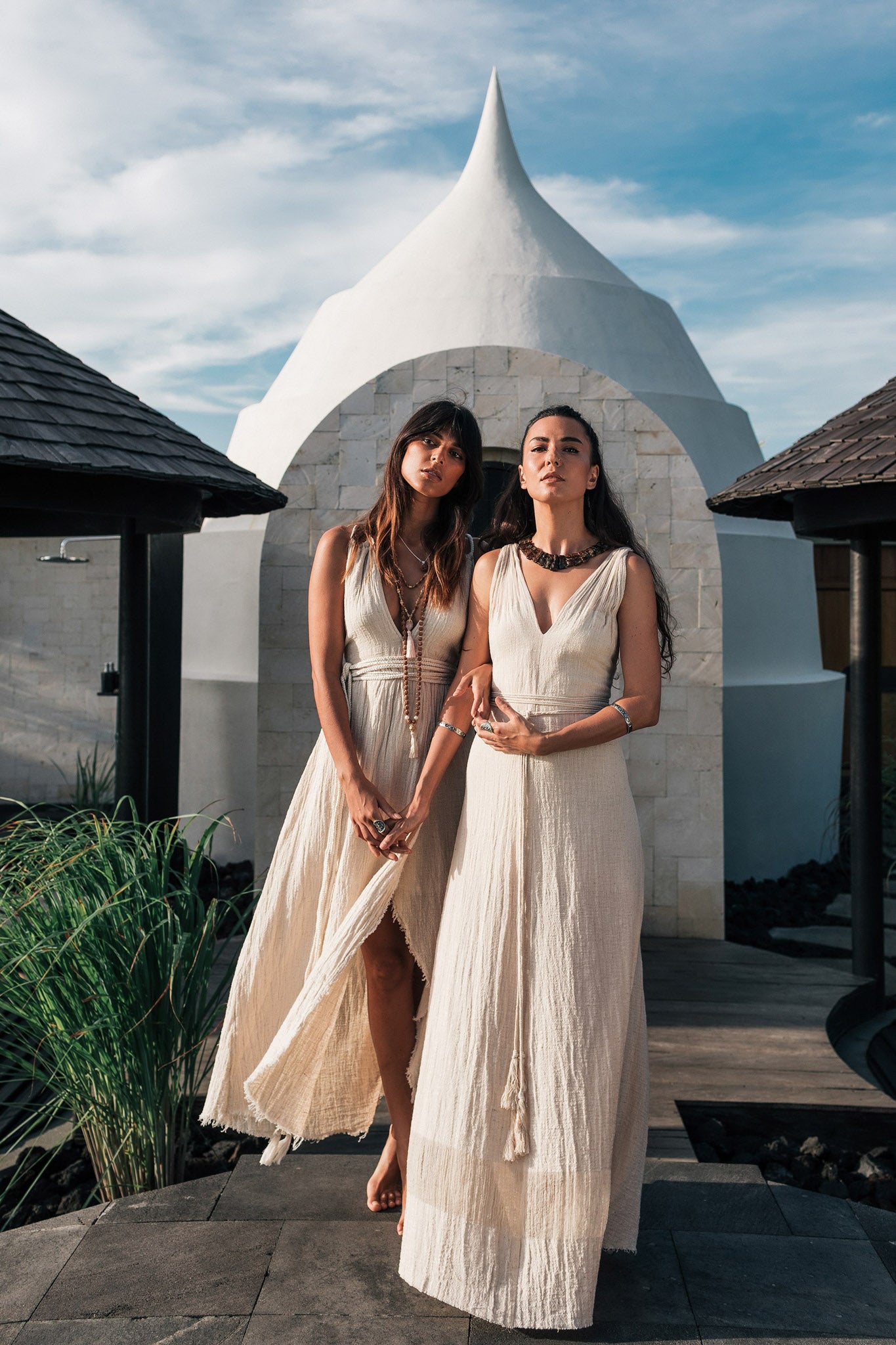 Off-White Boho Wedding Dress with Open Back - AYA Sacred Wear