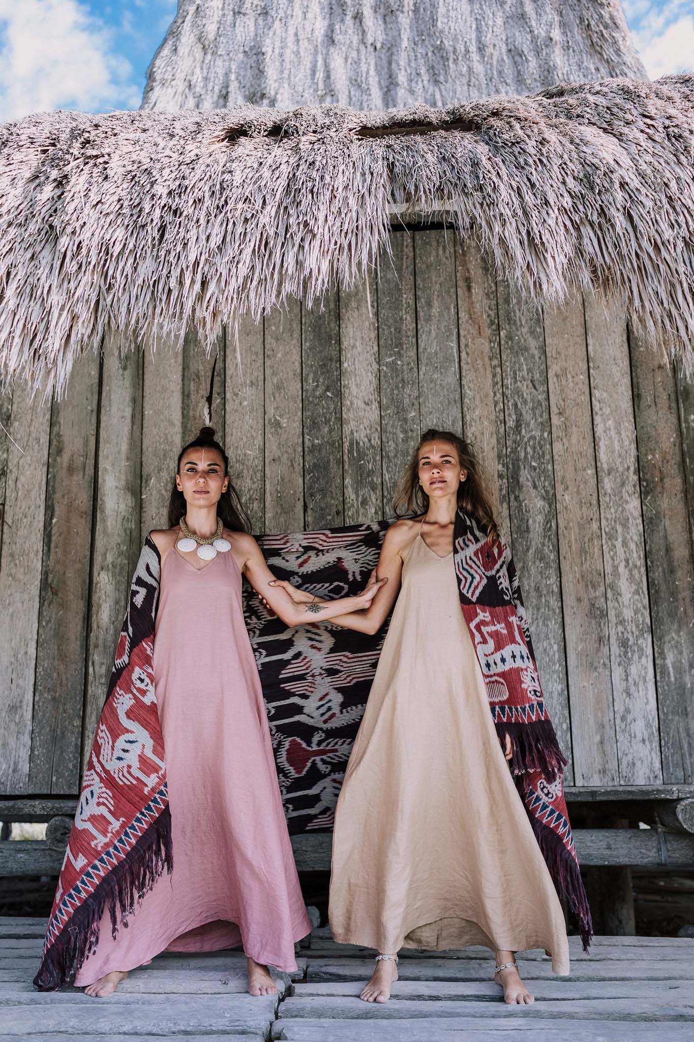 Pink Linen Boho Bridesmaid Slip Dress by AYA Sacred Wear