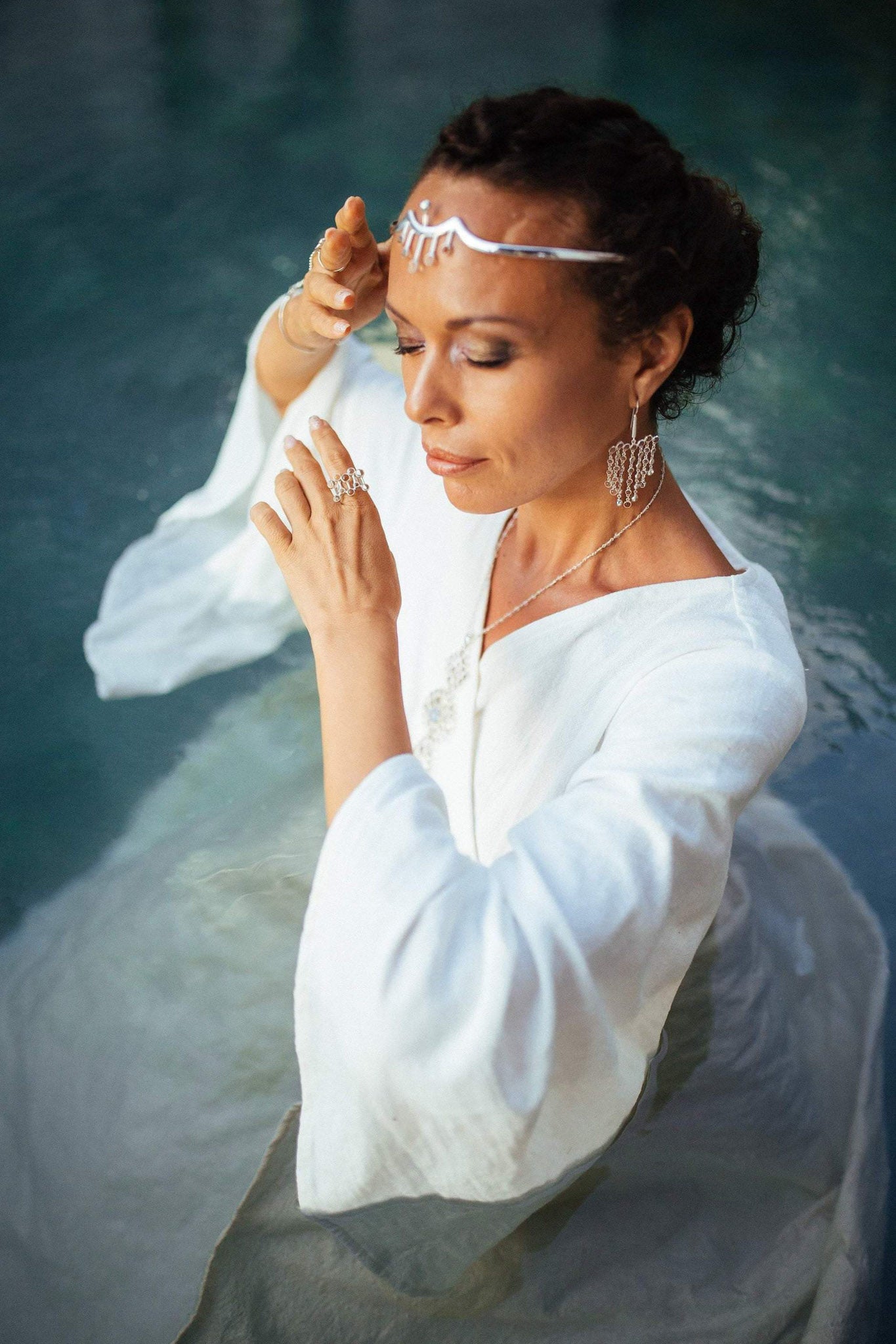White Cotton Kimono Tunic Wrap - AYA Sacred Wear