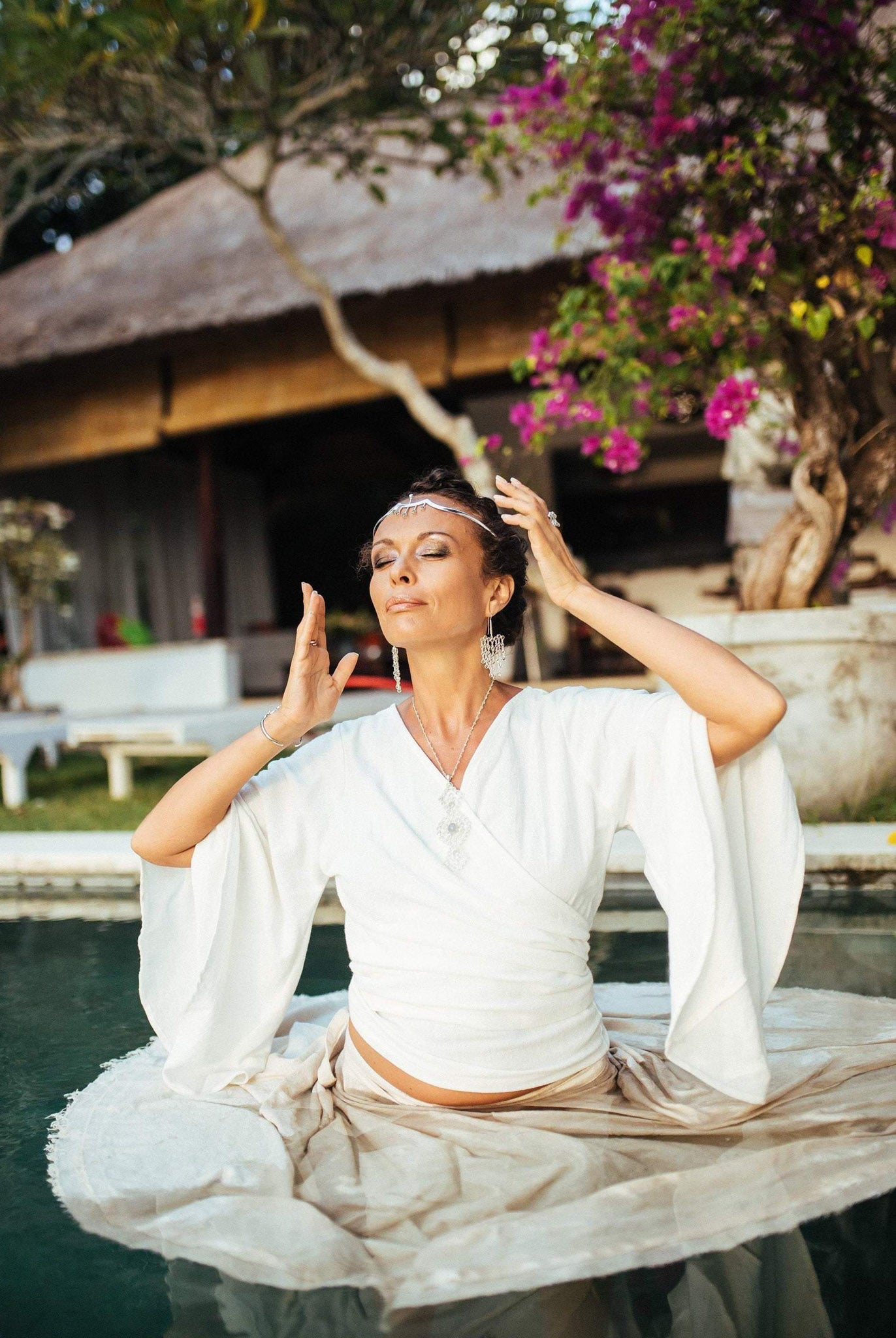White Cotton Kimono Tunic Wrap - AYA Sacred Wear