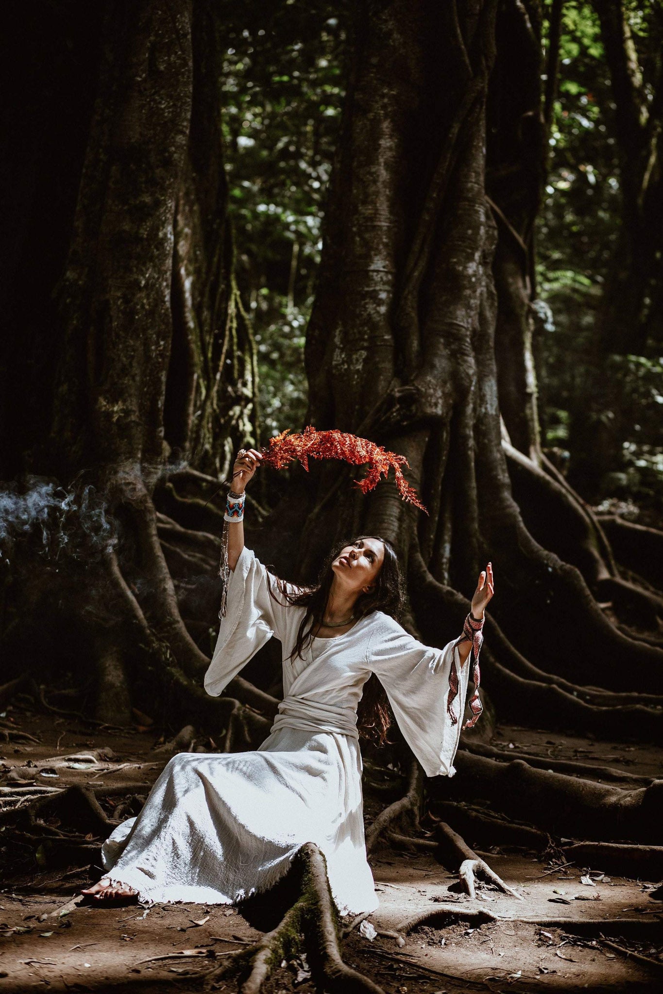 White Cotton Kimono Tunic Wrap - AYA Sacred Wear