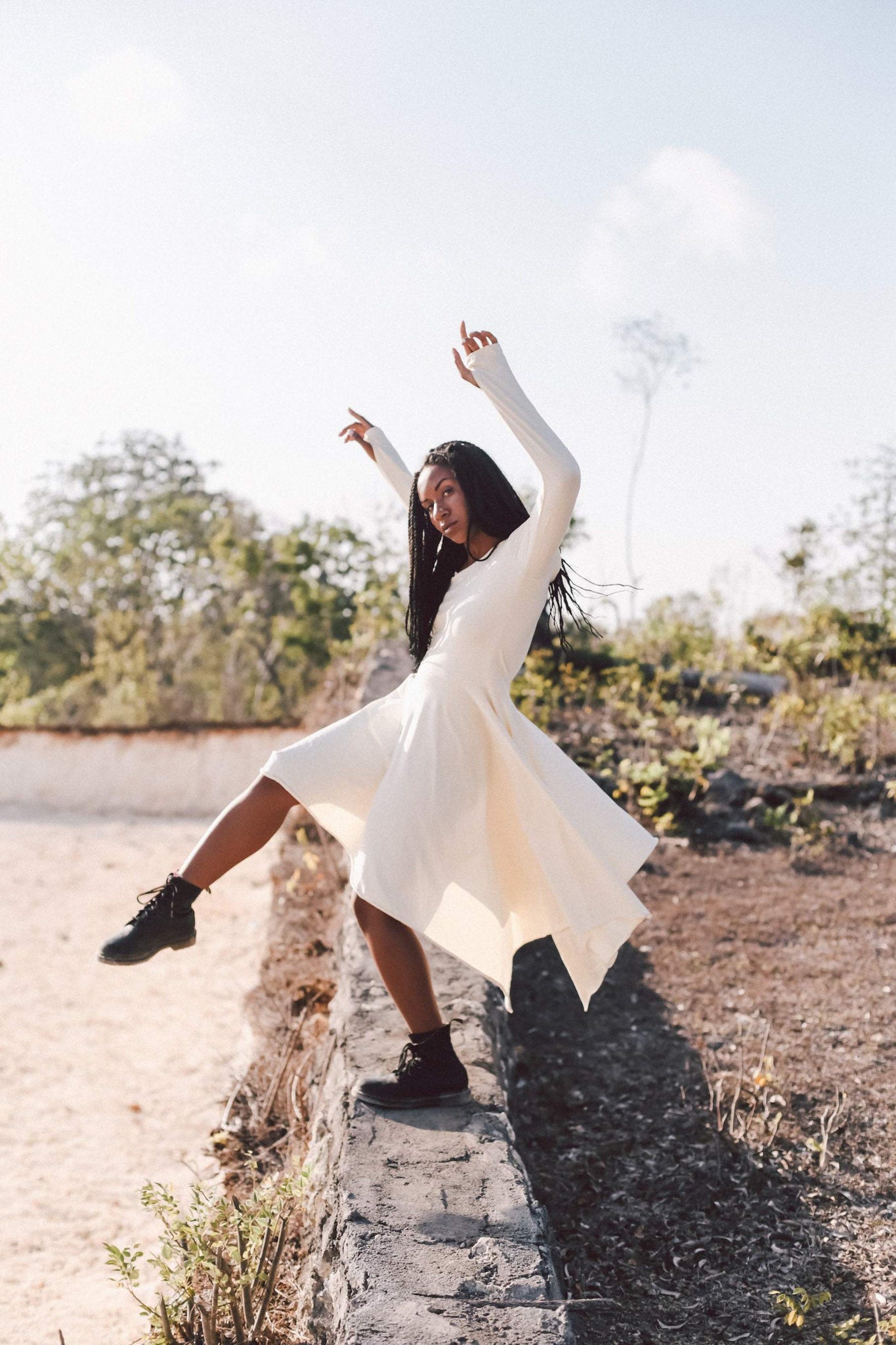 Boho Organic Bamboo Beach Wedding Dress - AYA Sacred Wear