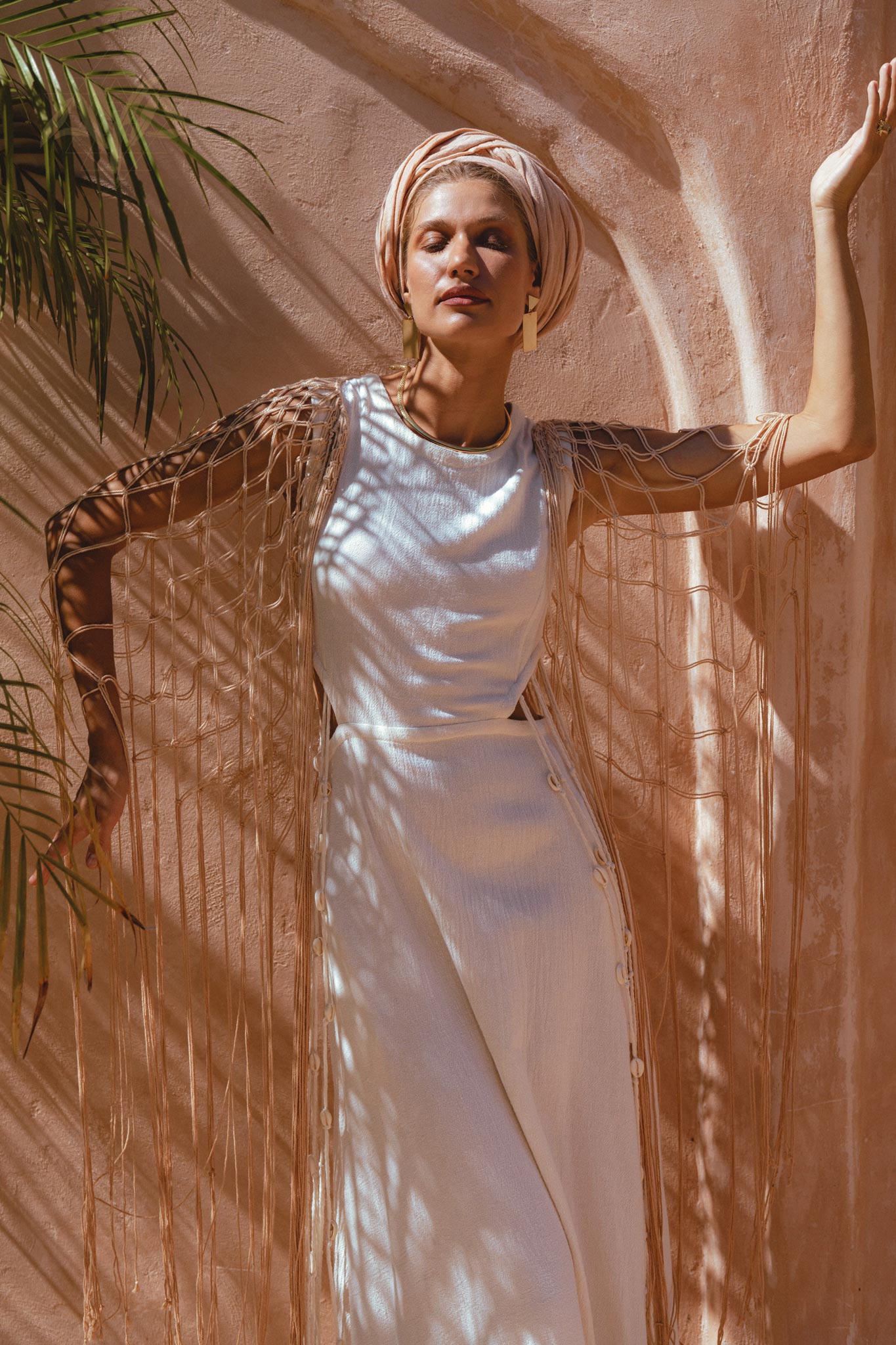 Make a Statement in Aya Sacred Wear’s Powder Pink Summer Net Cover Up