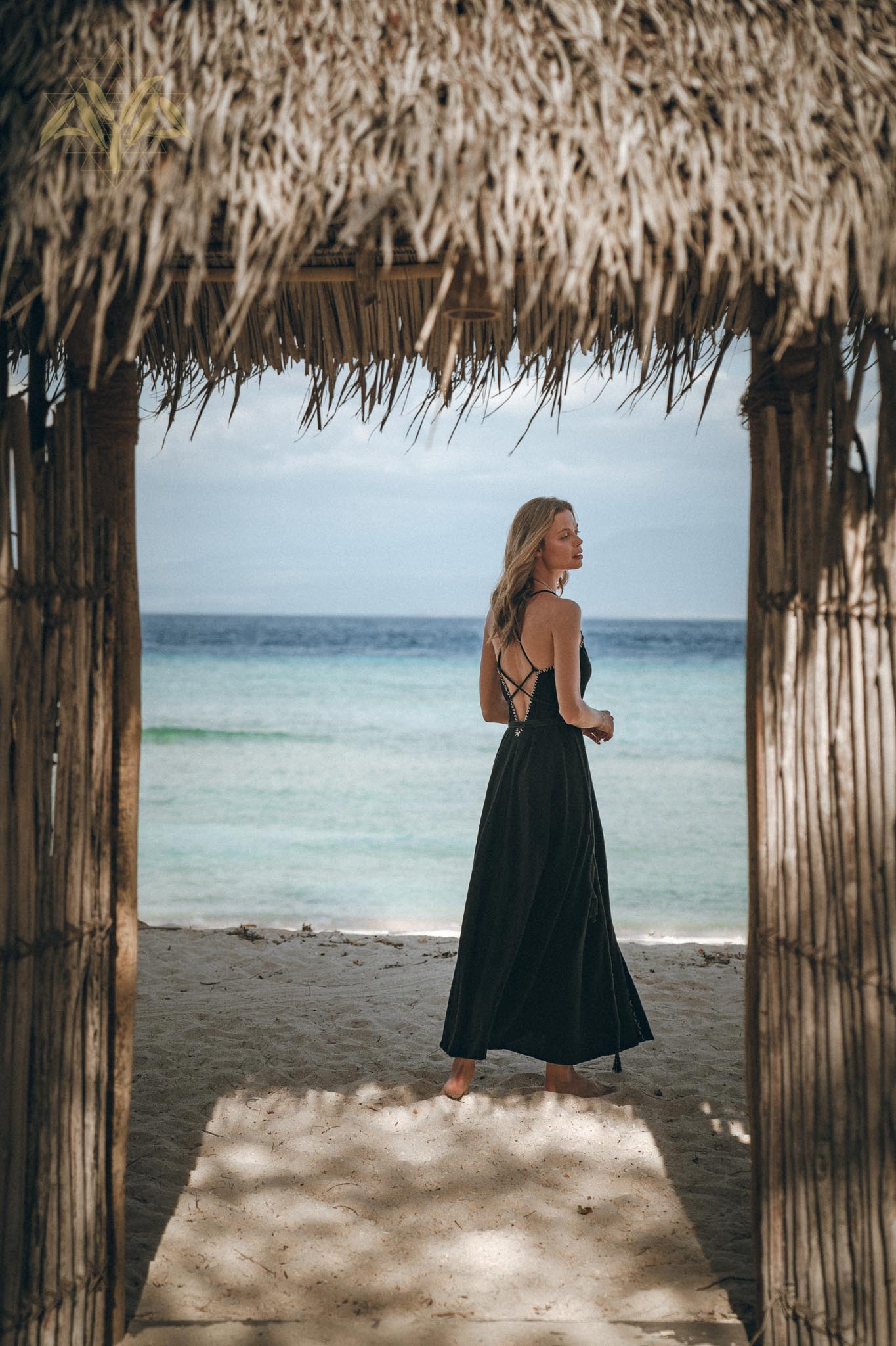 Black Cotton Slip Dress with Hand Embroidery - AYA Sacred Wear