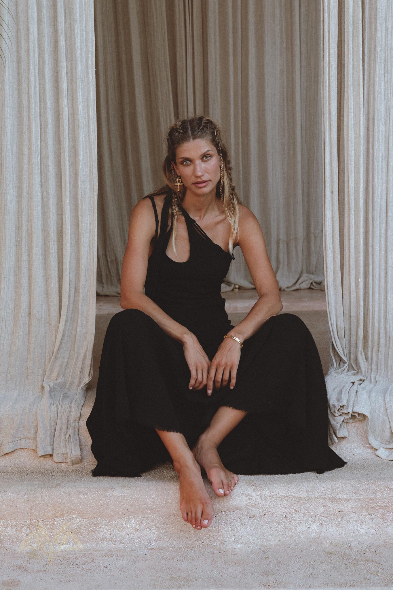 Step Out in Style with the Black Open Side Dress by Aya Sacred Wear