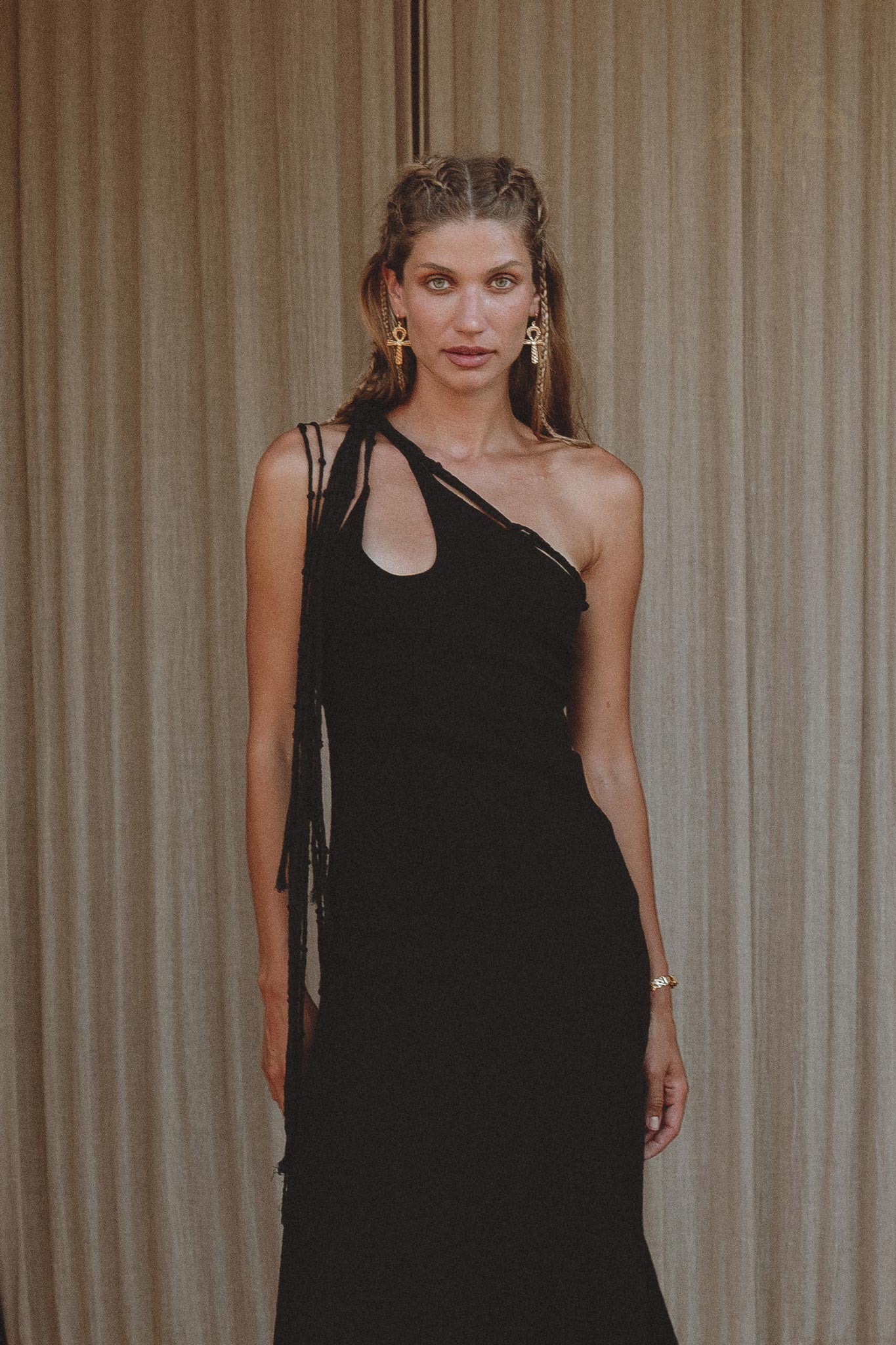 Look Stunning in the Black Open Side Dress by Aya Sacred Wear