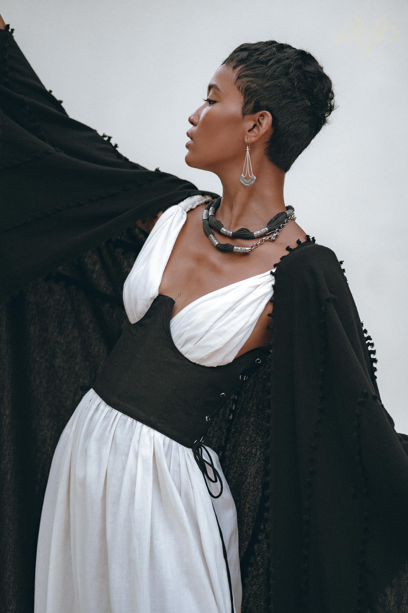 Black Poncho Robe, Boho Cape for Women, Bohemian Kimono Overcoat - AYA Sacred Wear