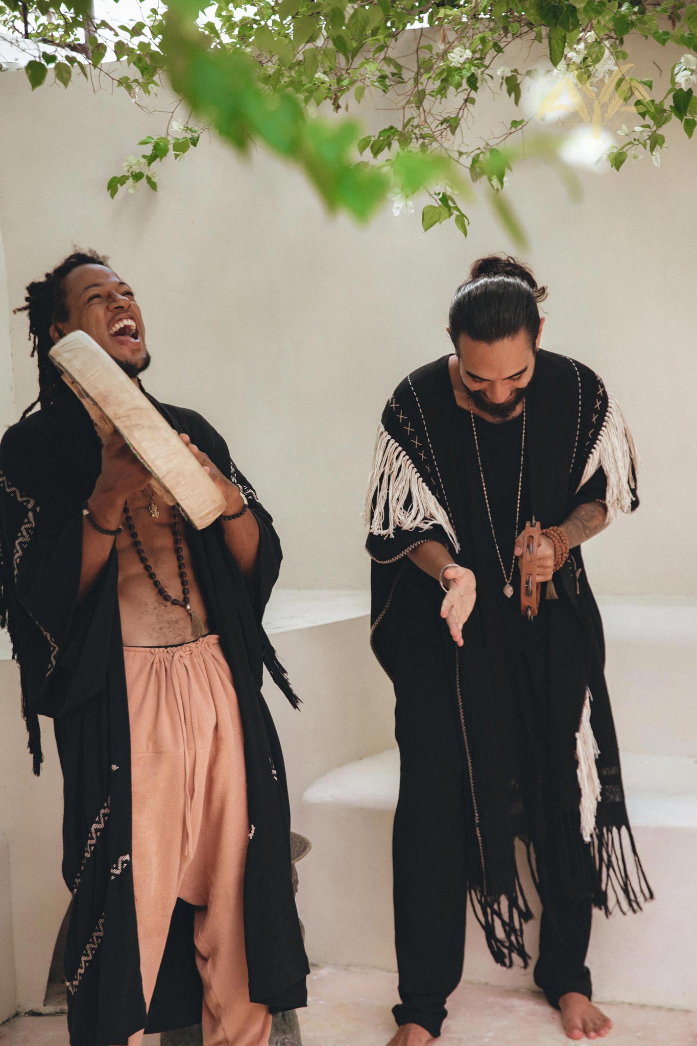 Handwoven Cotton Black Boho Poncho for men By AYA Sacred Wear