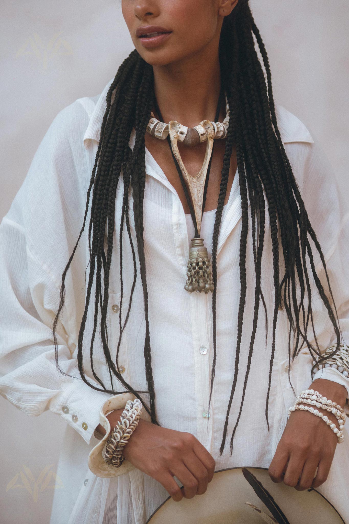 Look angelic in Aya Sacred Wear's Off White Light Cotton Dress.