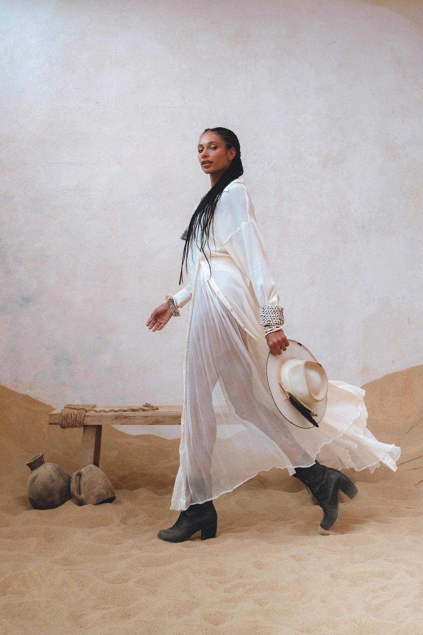 Get noticed in Aya Sacred Wear's Off White Light Cotton Dress.