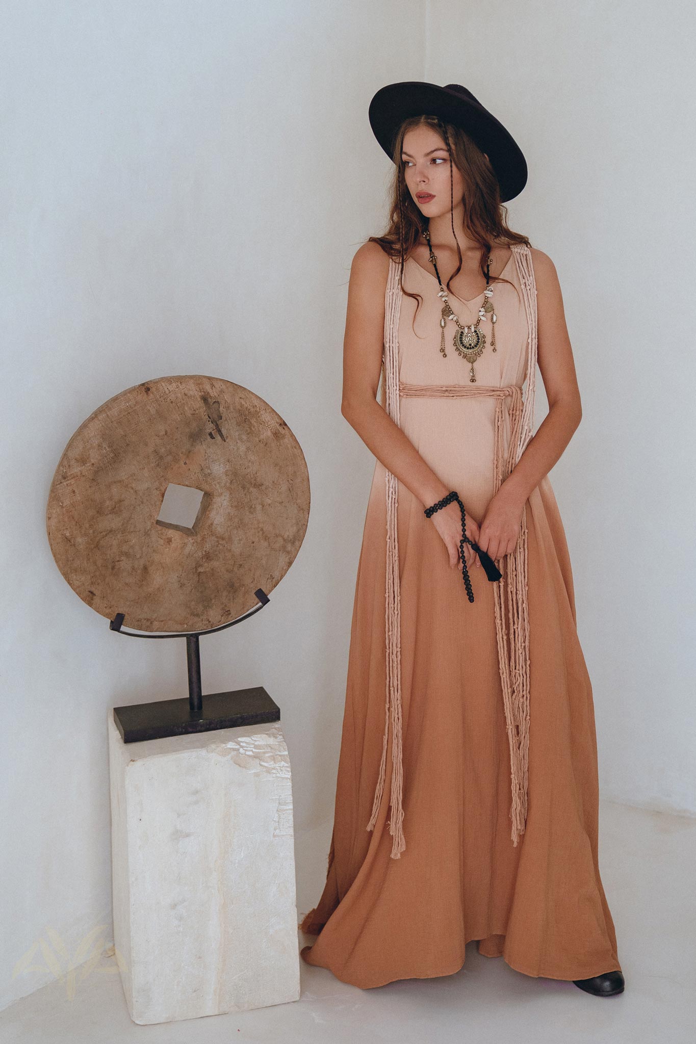 Boho Macrame Bridesmaid Dress, Dusty Pink Multiway Dress, Goddess Dress - AYA Sacred Wear