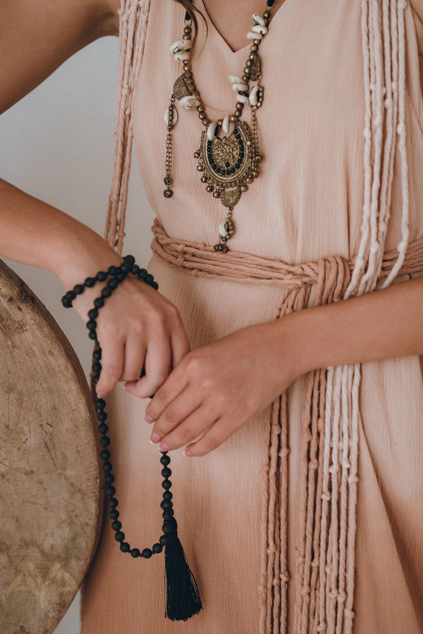 Boho Macrame Bridesmaid Dress, Dusty Pink Multiway Dress, Goddess Dress - AYA Sacred Wear
