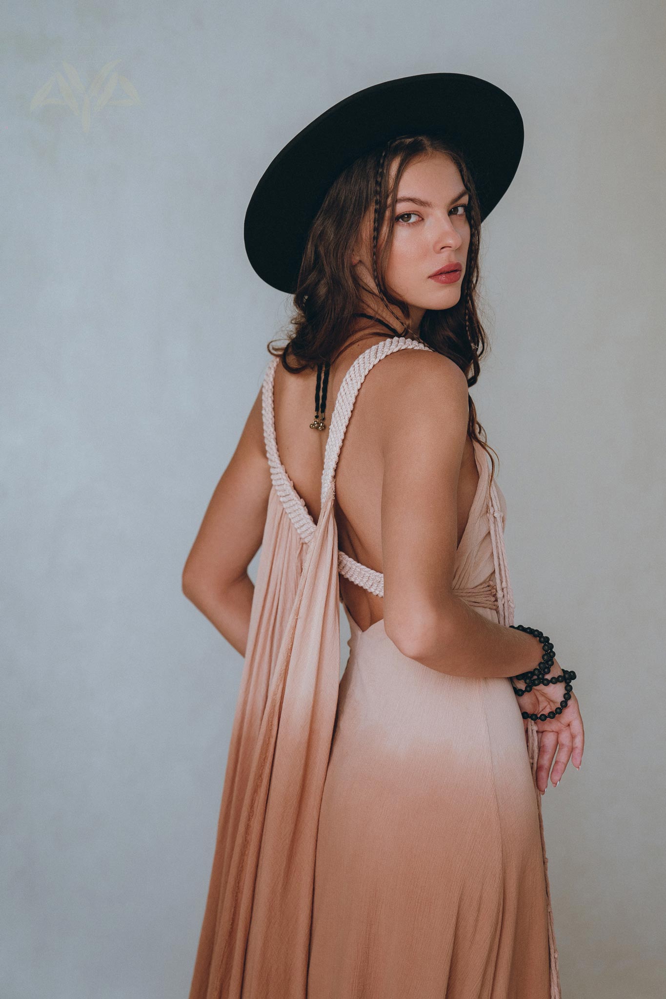 Boho Macrame Bridesmaid Dress, Dusty Pink Multiway Dress, Goddess Dress - AYA Sacred Wear