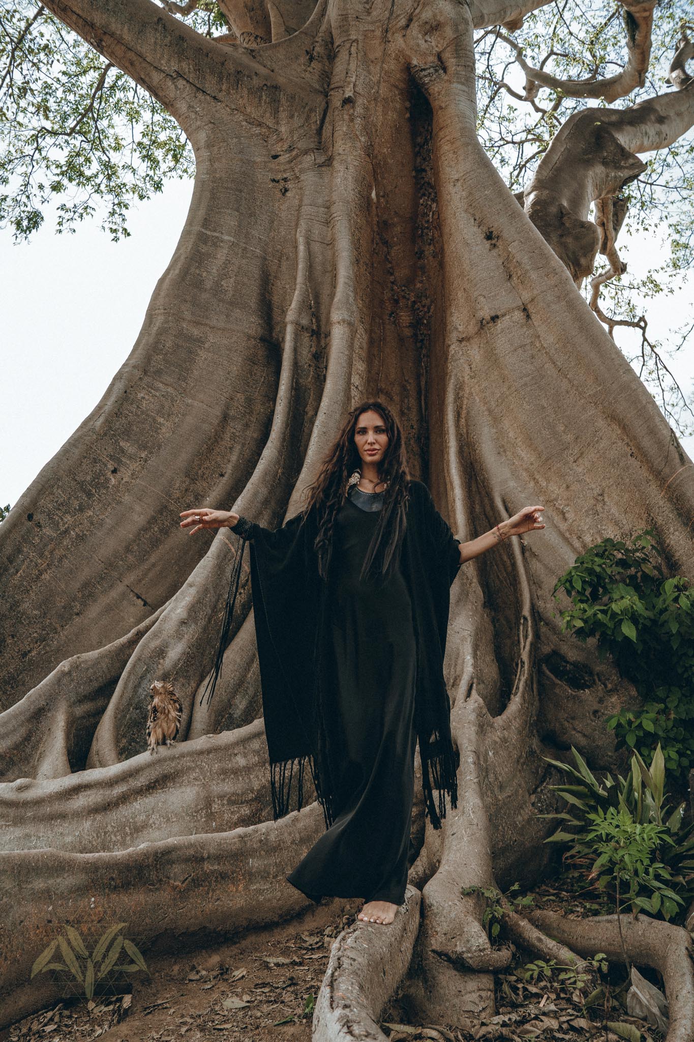 Black Boho Poncho, Long Poncho Robe Cardigan, Bridal Cover Up Cardigan - AYA Sacred Wear