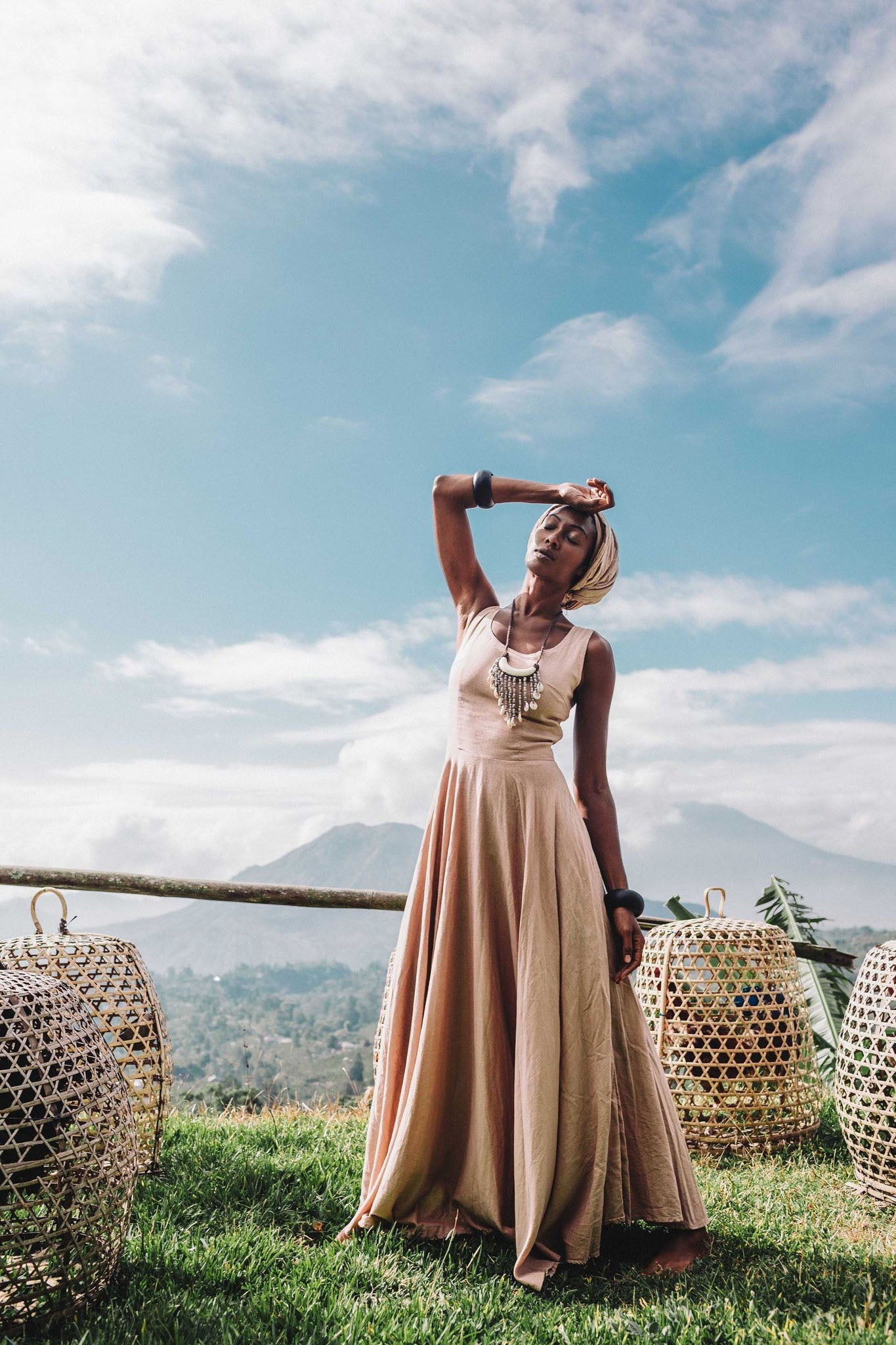 Cream Pink Maxi Bridesmaid Dress "Madre Tierra" - AYA Sacred Wear