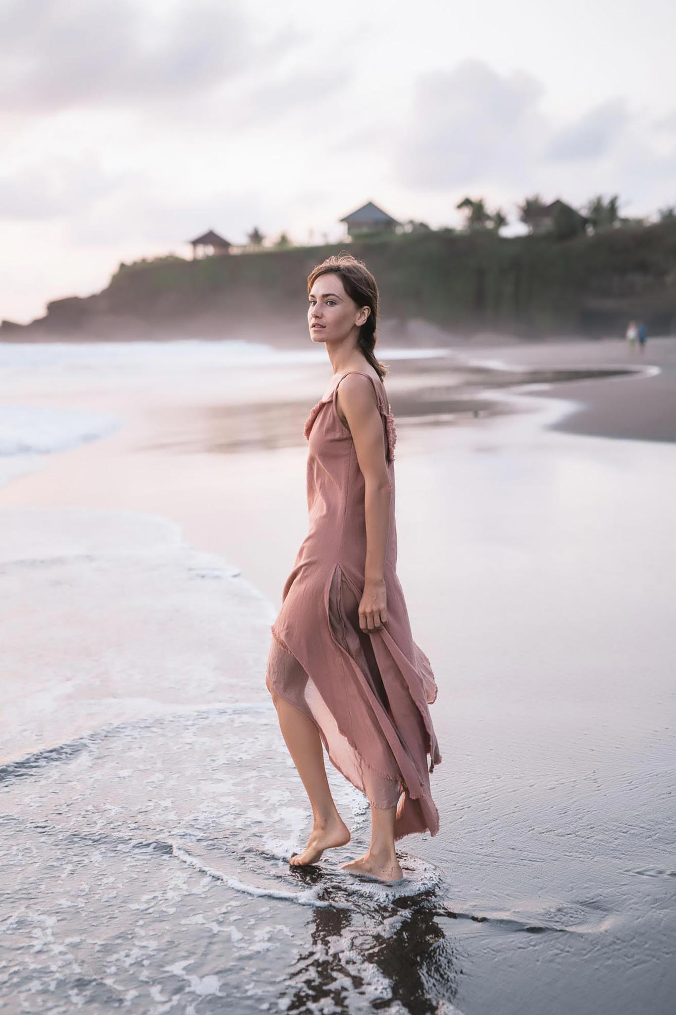 Rose Bridesmaid Dress, Midi Pink Casual Dress - AYA Sacred Wear